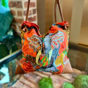 HERMES Silkycity 33 Orange Silk Crossbody