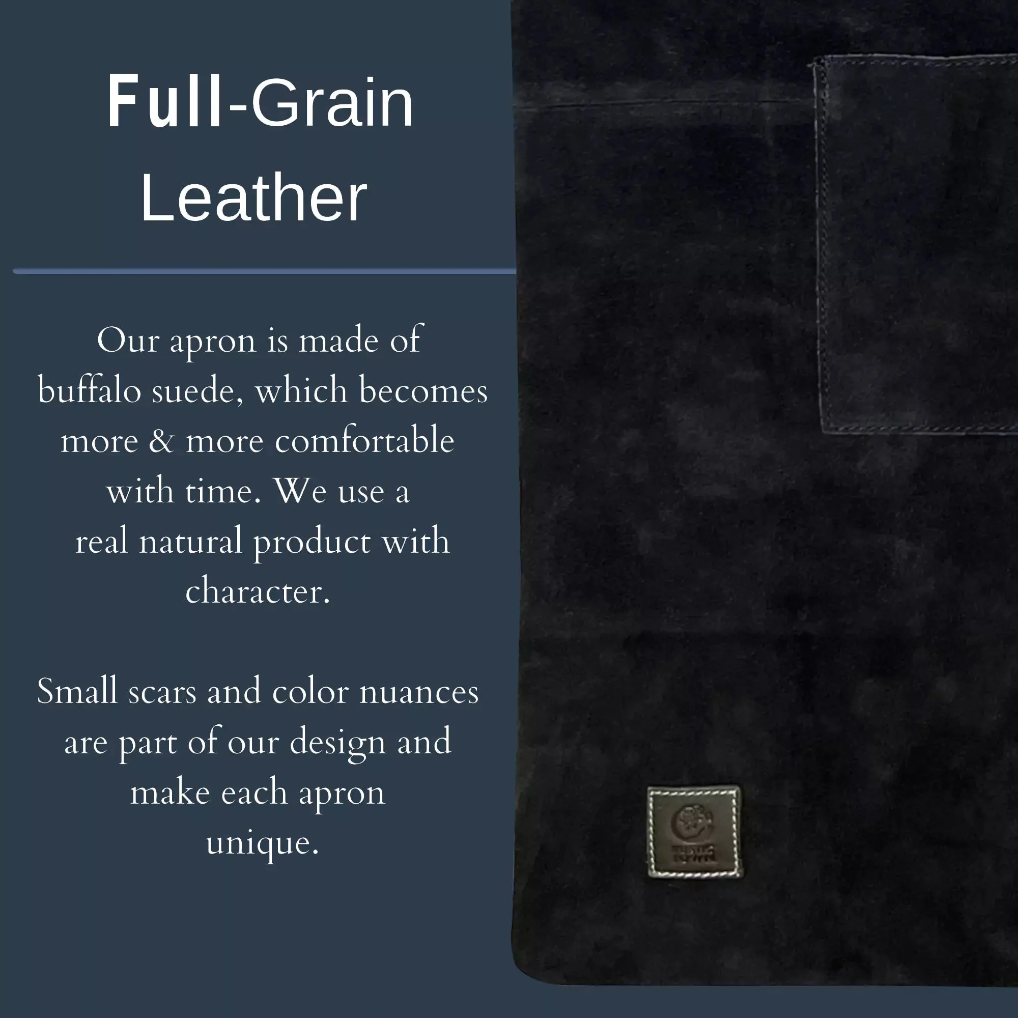 Kuche Leather Grill Work Apron Woodworking Shop Apron (Blue)