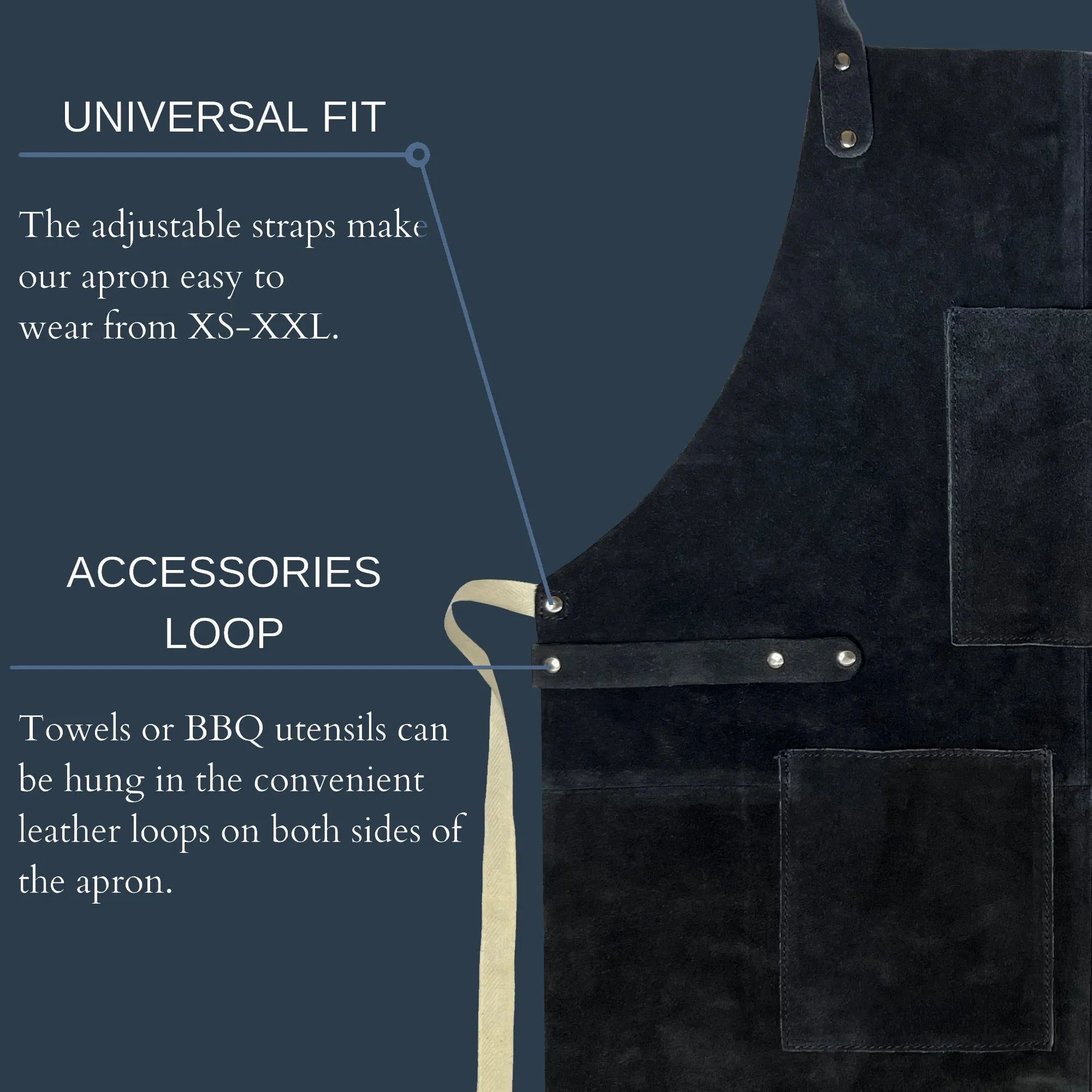 Kuche Leather Grill Work Apron Woodworking Shop Apron (Blue)