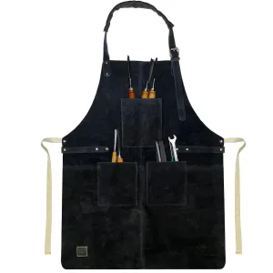 Kuche Leather Grill Work Apron Woodworking Shop Apron (Blue)