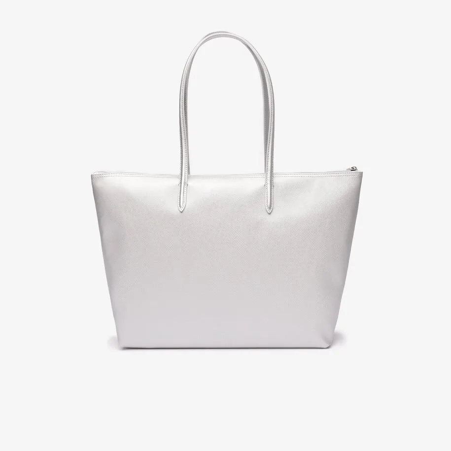 L.12.12 Coated Canvas Large Tote Bag Silver