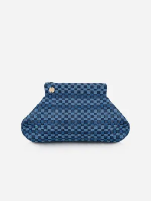 Lilis Medium Frame Denim Clutch Bag | Blue