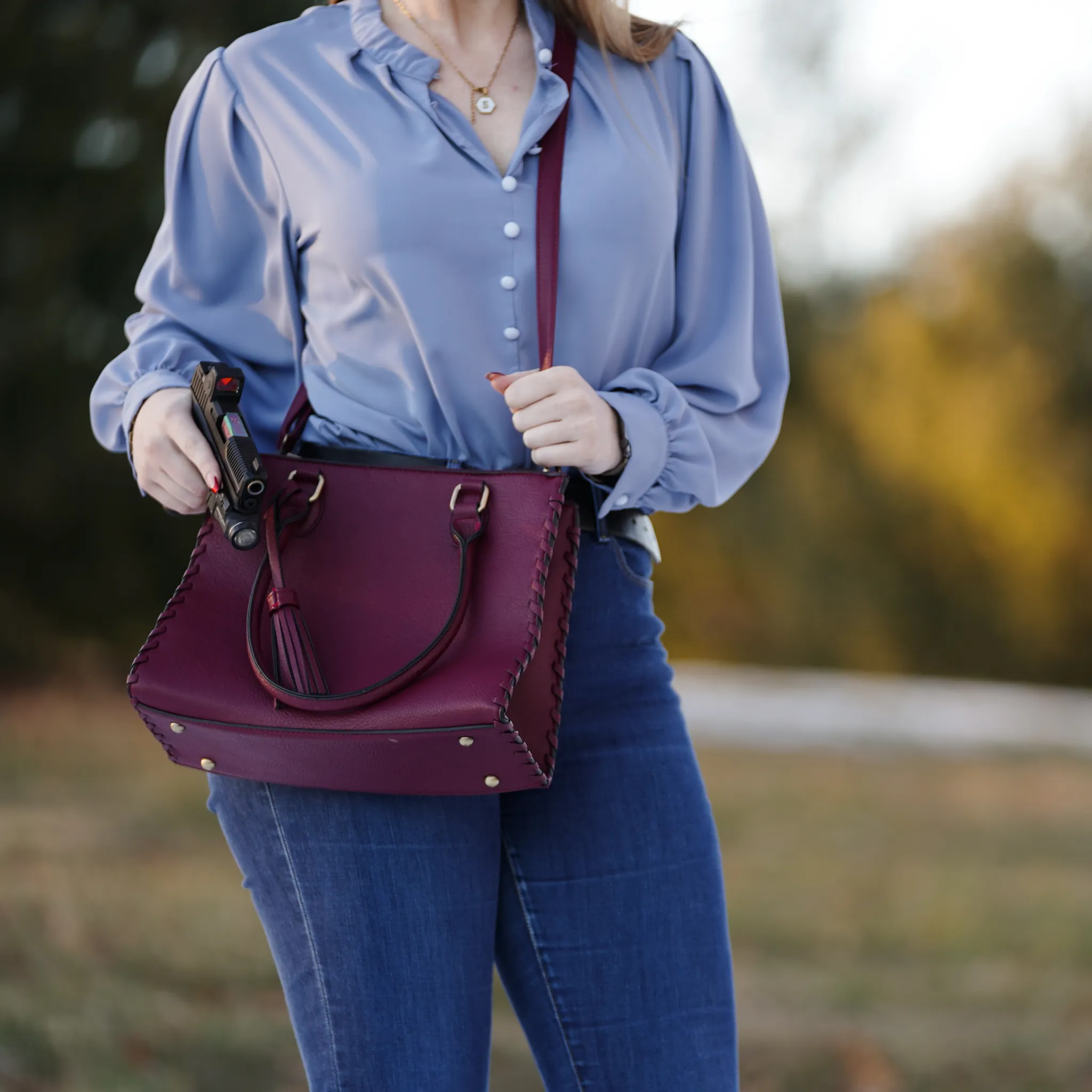 Lioness Concealed Carry Satchel Bag with Tassel