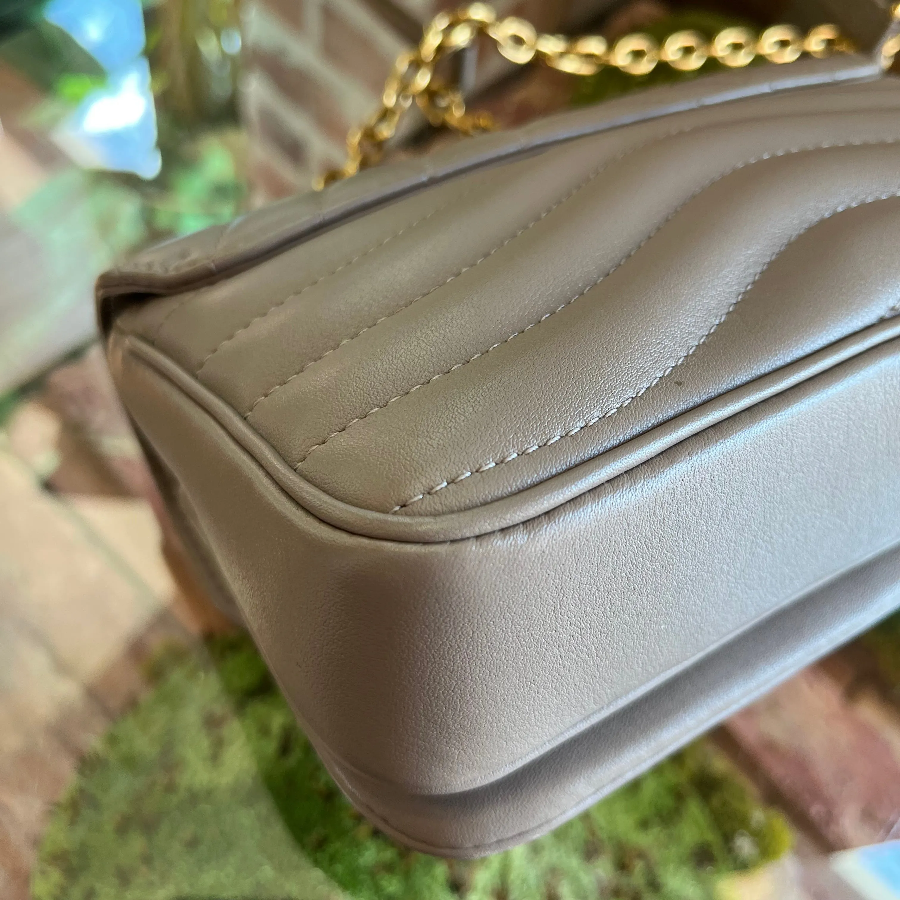 LOUIS VUITTON New Wave Taupe PM Chain Bag