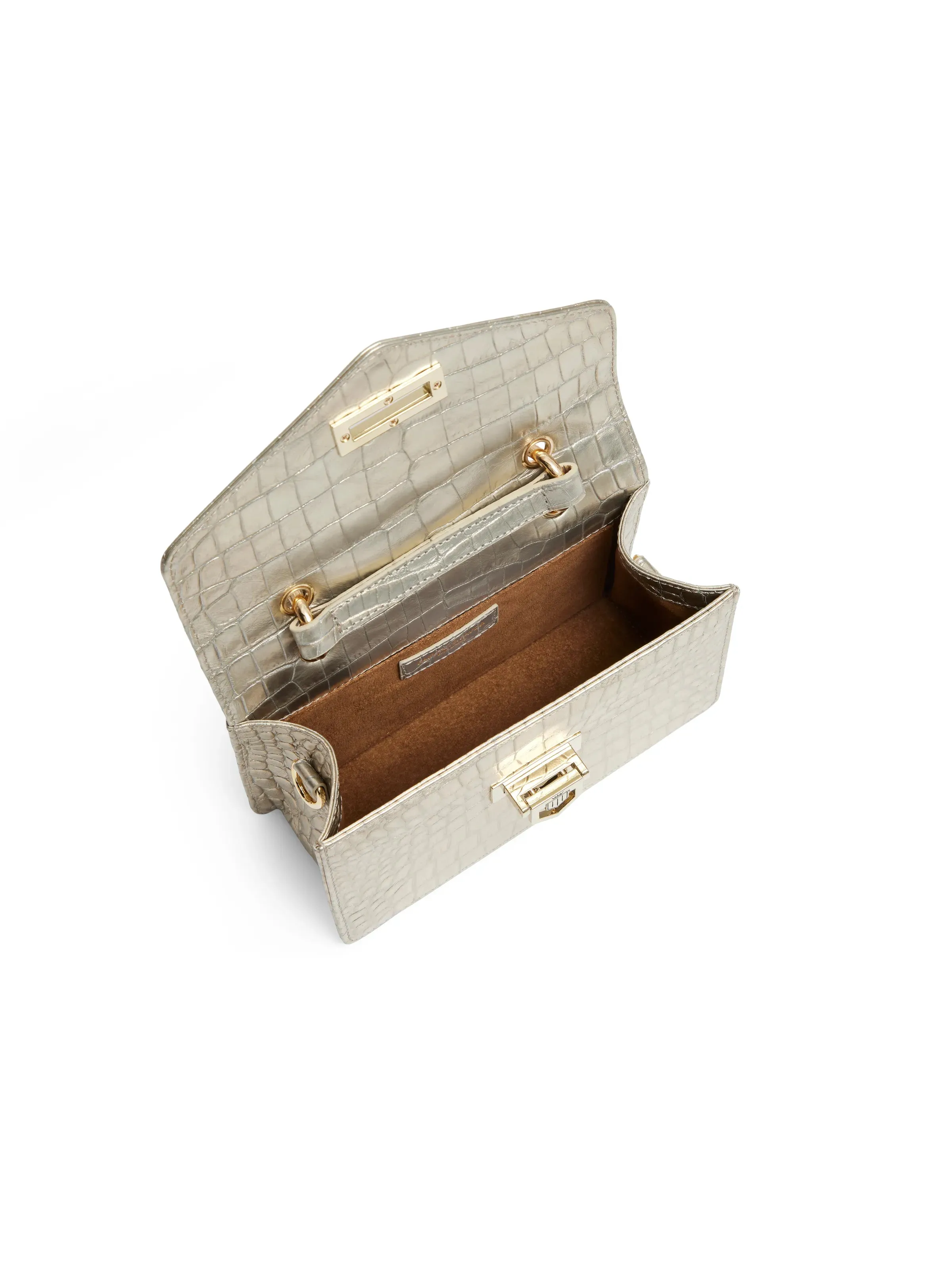 Loxley Mini Crossbody Bag - Champagne Croc Print Leather