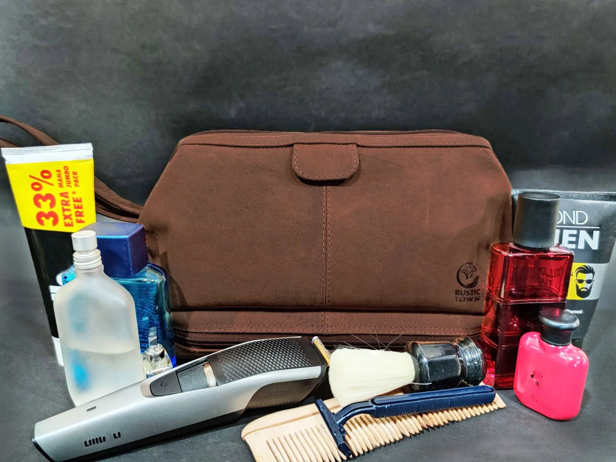 Megan Leather Travel Cosmetic Bag