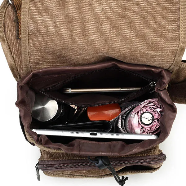 Men Canvas Retro Travel Cycling Crossbody Bag Chest Bag Military Messenger School Travel Hiking Satchel
