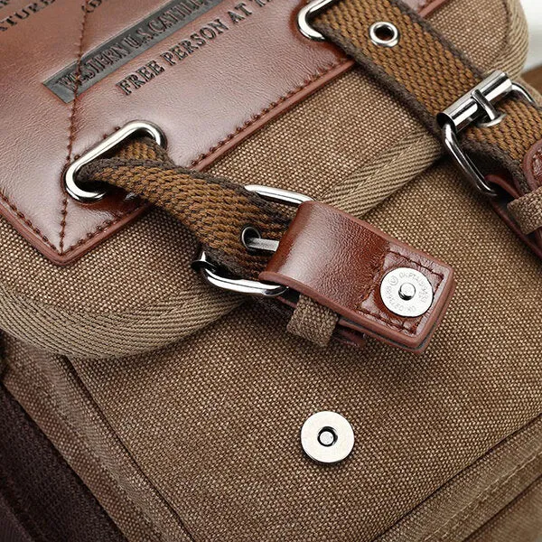 Men Canvas Retro Travel Cycling Crossbody Bag Chest Bag Military Messenger School Travel Hiking Satchel