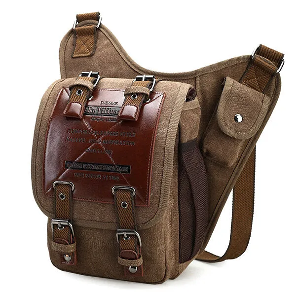 Men Canvas Retro Travel Cycling Crossbody Bag Chest Bag Military Messenger School Travel Hiking Satchel