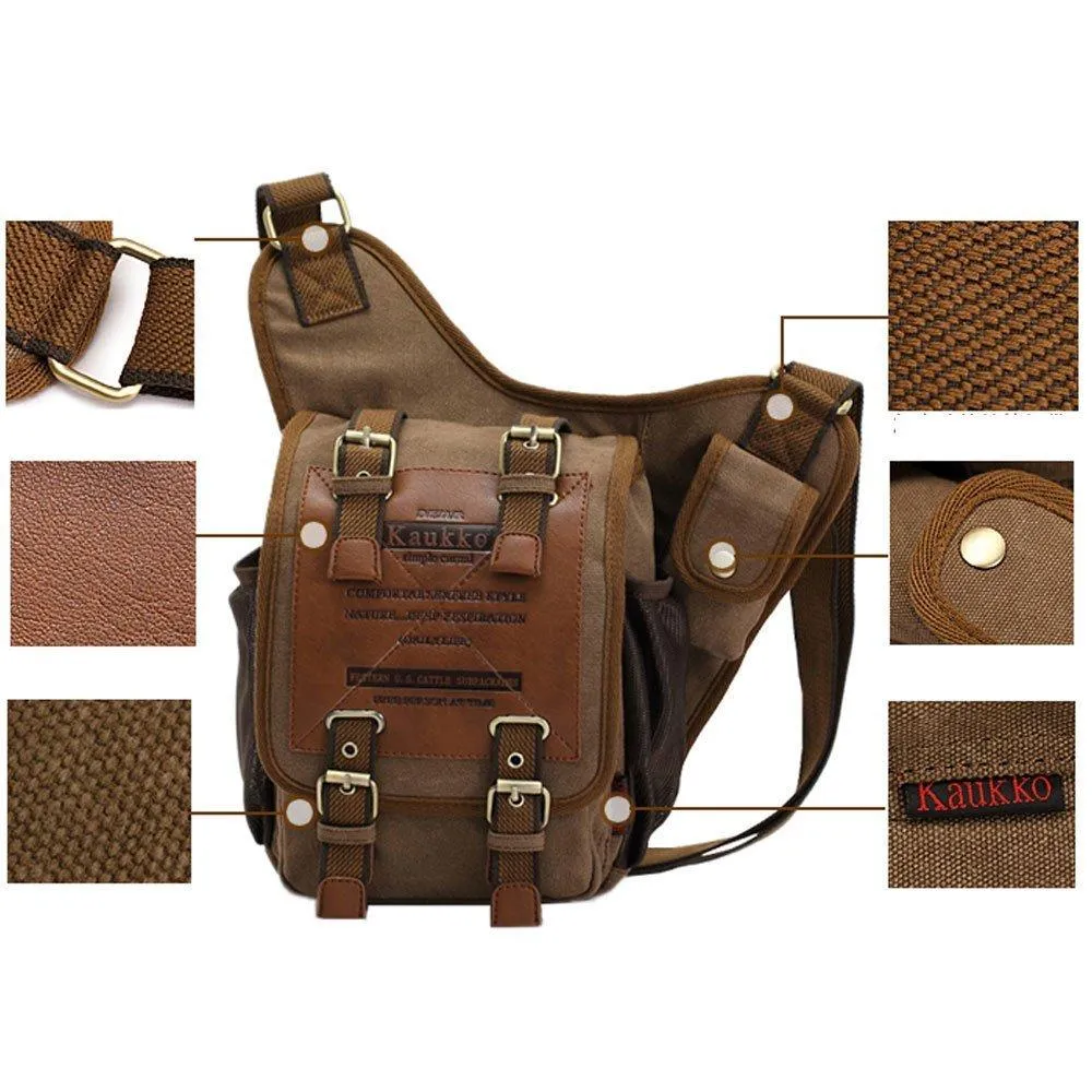 Men Canvas Retro Travel Cycling Crossbody Bag Chest Bag Military Messenger School Travel Hiking Satchel