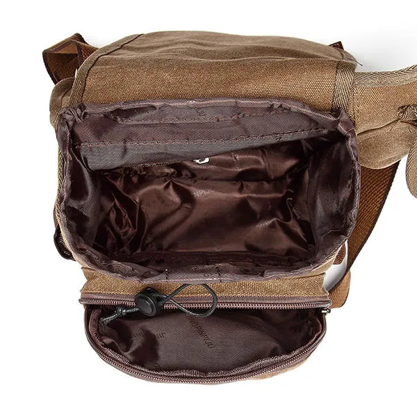 Men Canvas Retro Travel Cycling Crossbody Bag Chest Bag Military Messenger School Travel Hiking Satchel
