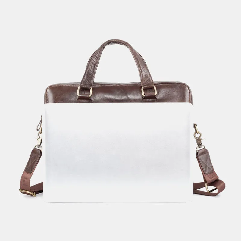Men Genuine Leather Multi-function Retro Solid Color Large Capacity Handbag Shoulder Bag Cross Body Bag