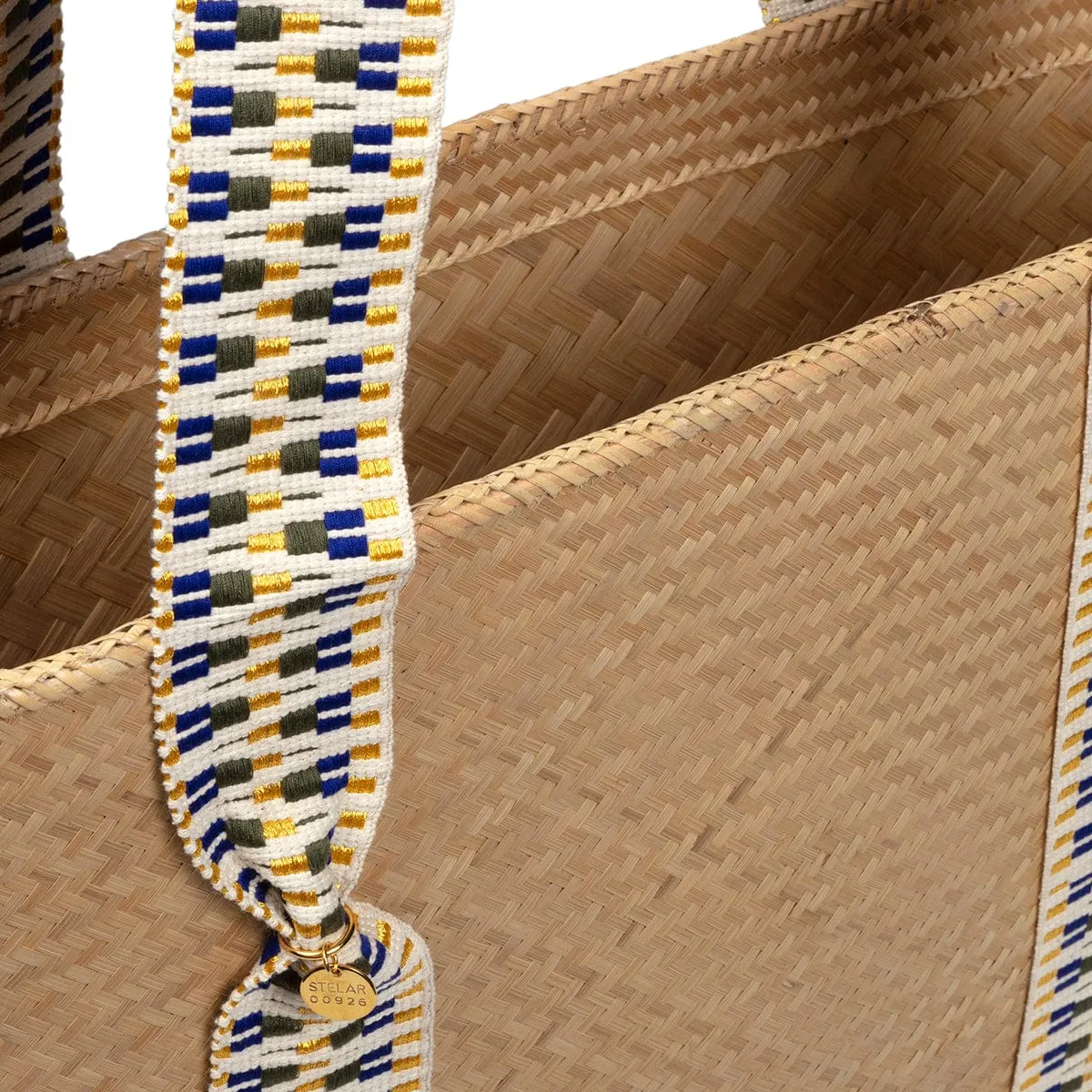 Mentawai Handwoven Bamboo Vegan Medium Tote Bag | Natural & Gold