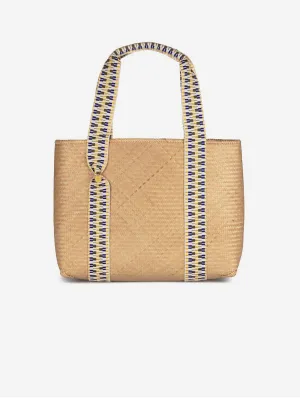 Mentawai Handwoven Bamboo Vegan Medium Tote Bag | Natural & Gold