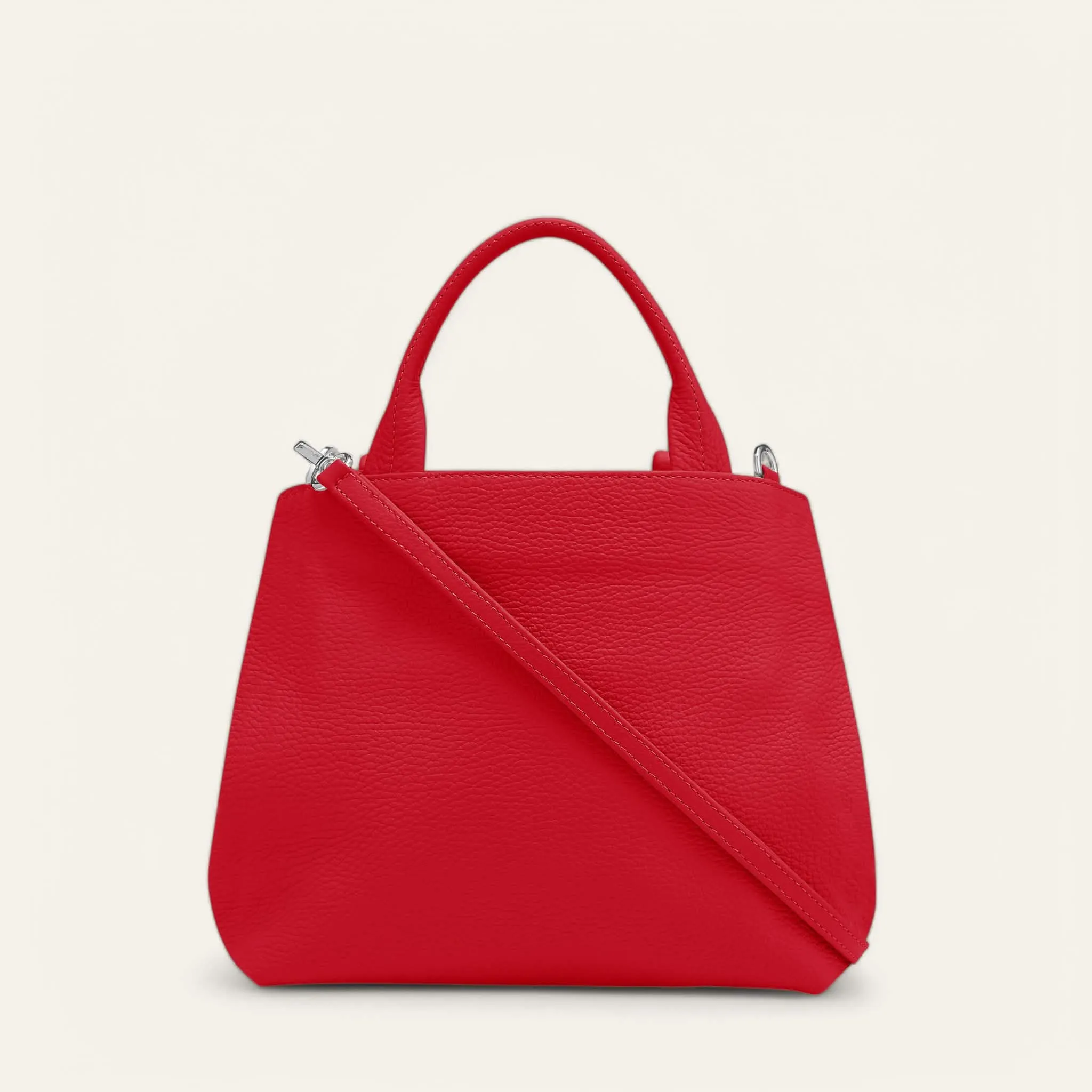 Mini D Tote | Pillarbox Red with Silver hardware