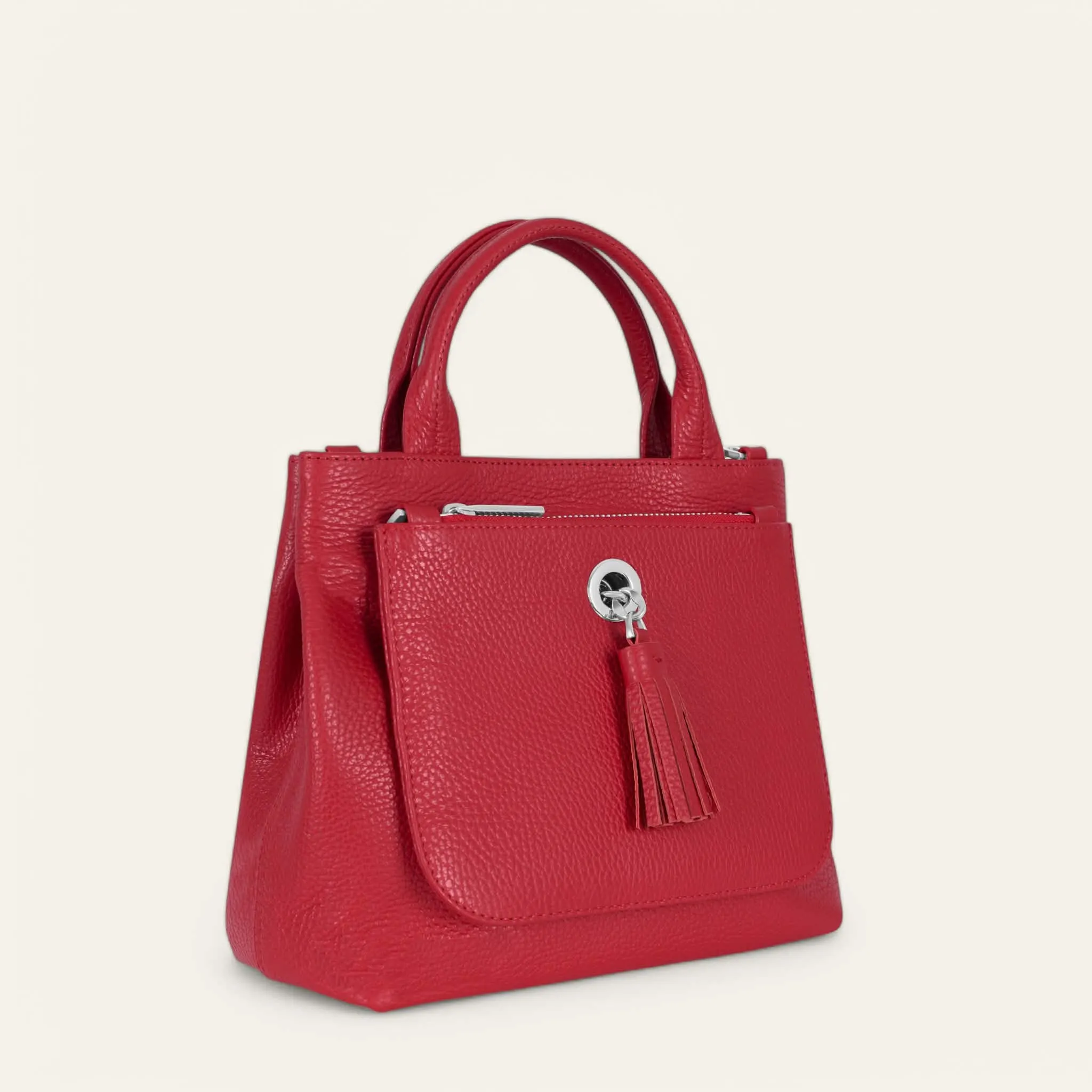 Mini D Tote | Pillarbox Red with Silver hardware