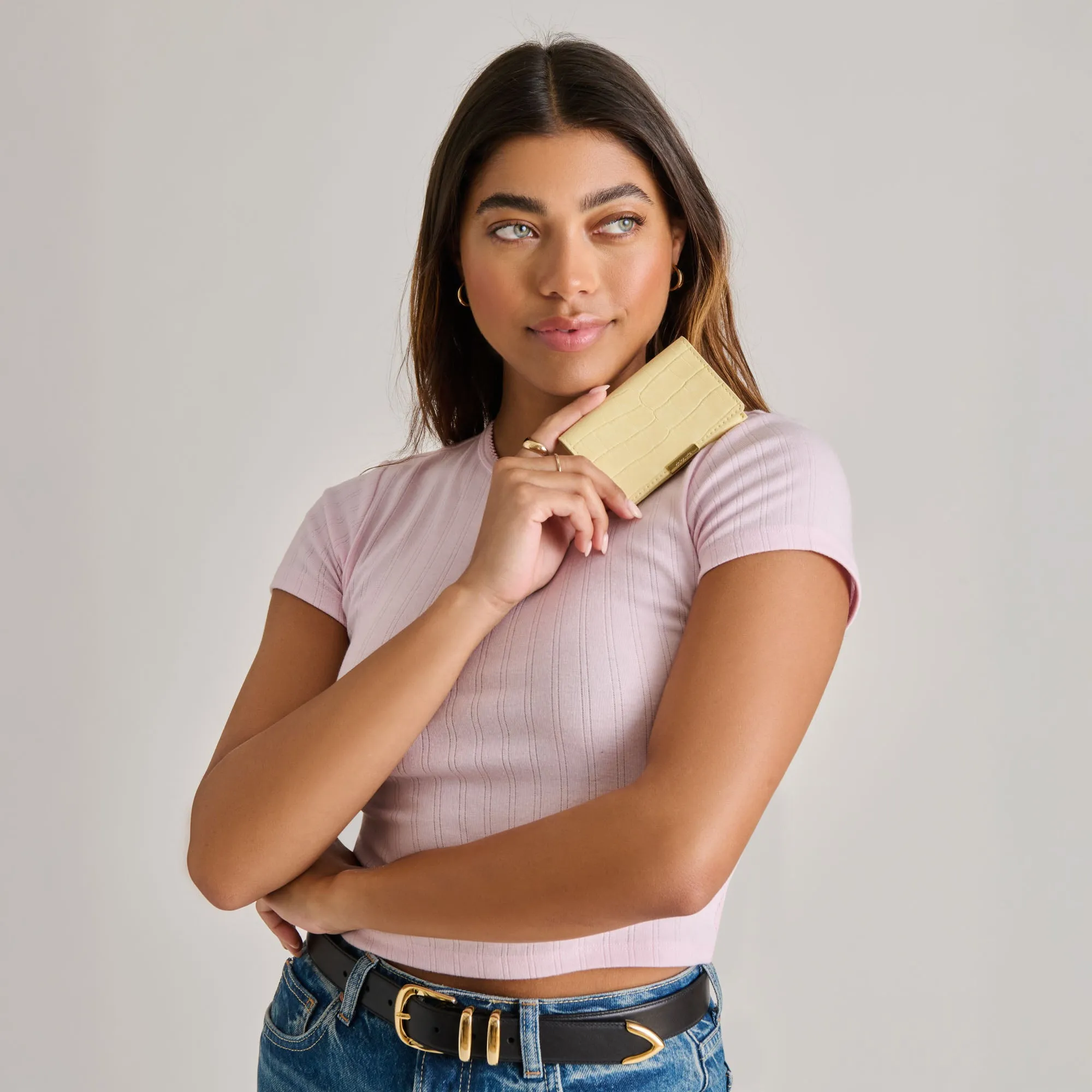 MINI-ME WALLET BUTTER YELLOW CROCO STELLA
