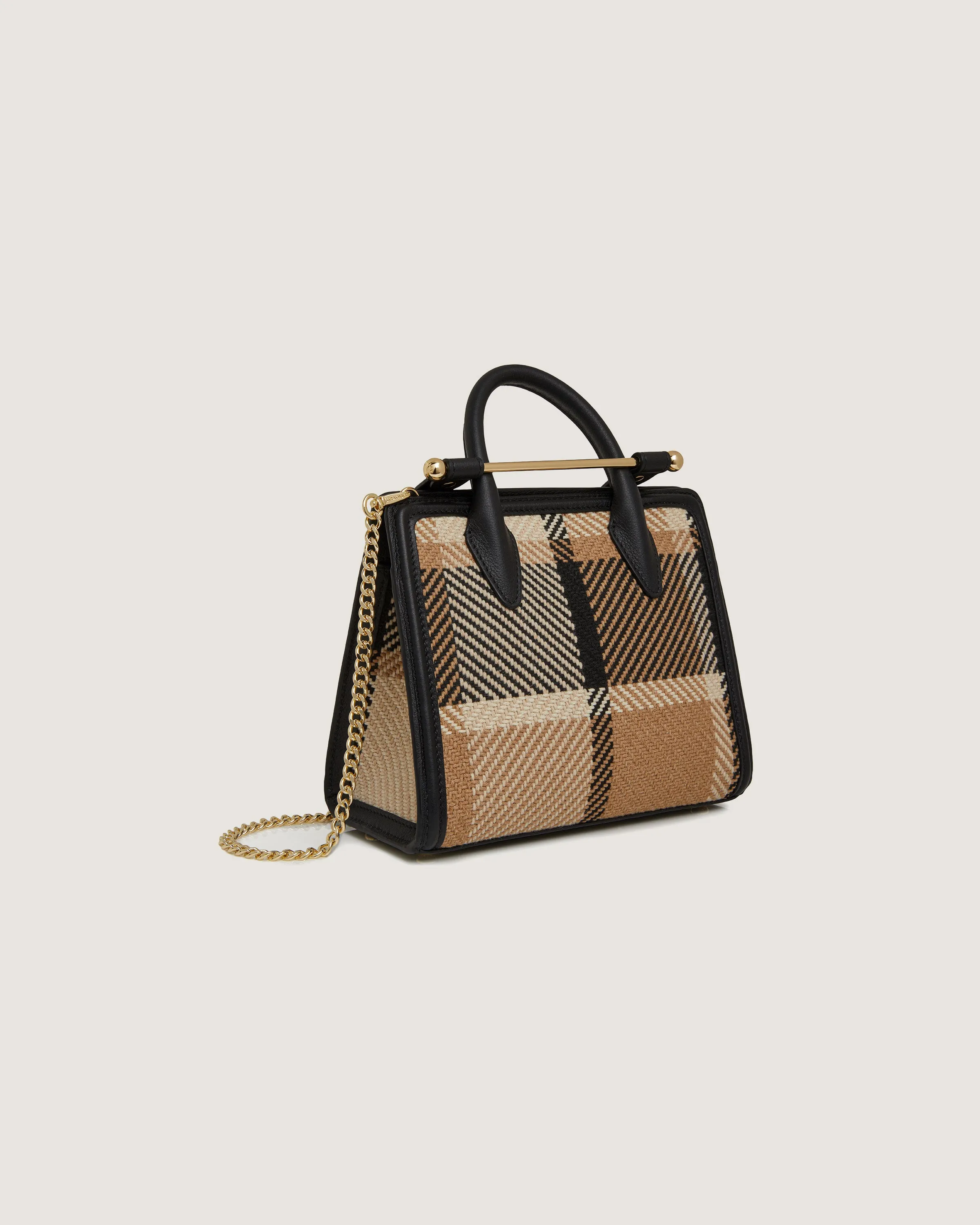 Mini Tote - Black/Camel Tartan