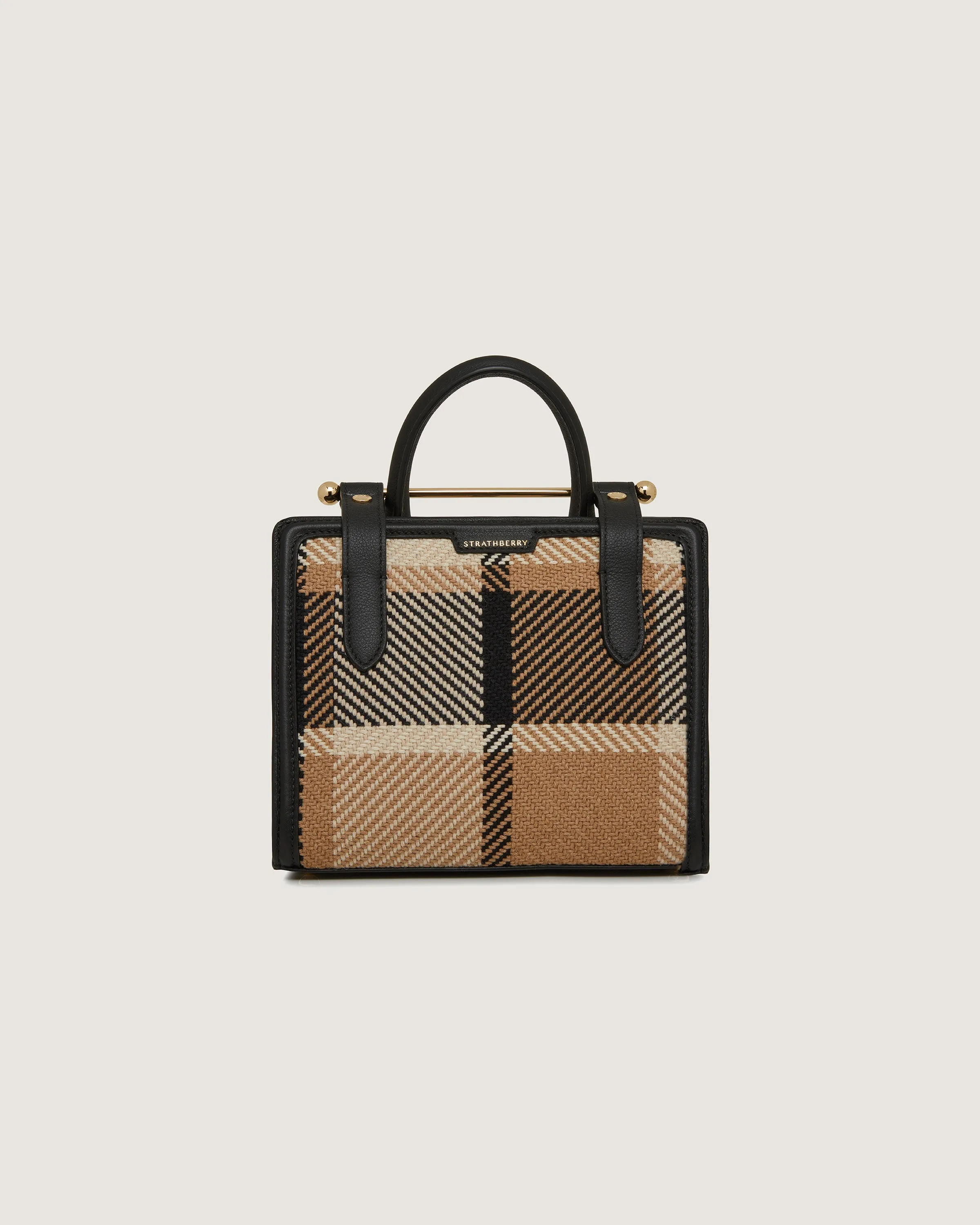 Mini Tote - Black/Camel Tartan