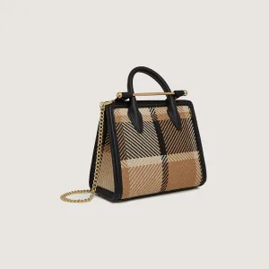 Mini Tote - Black/Camel Tartan
