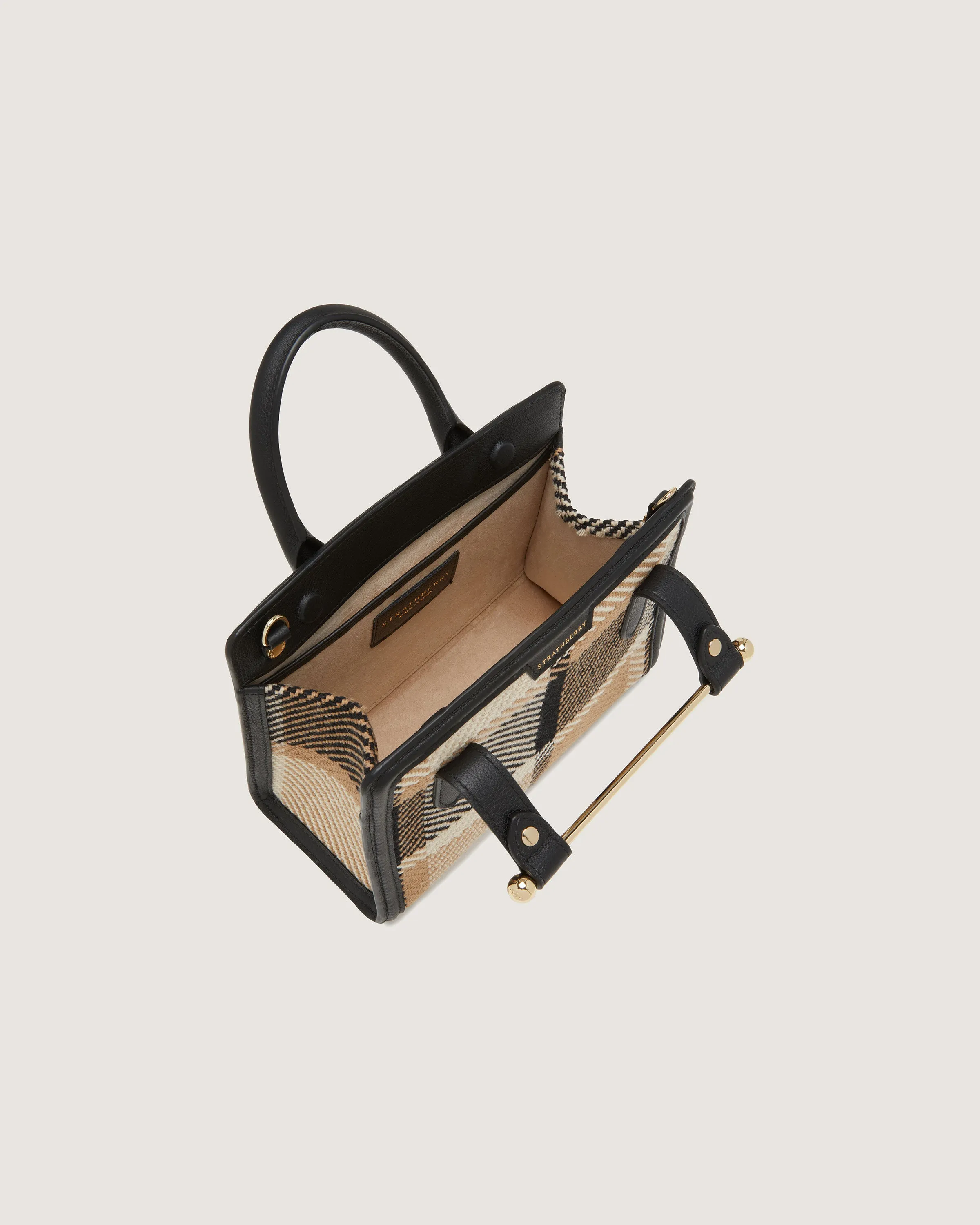 Mini Tote - Black/Camel Tartan