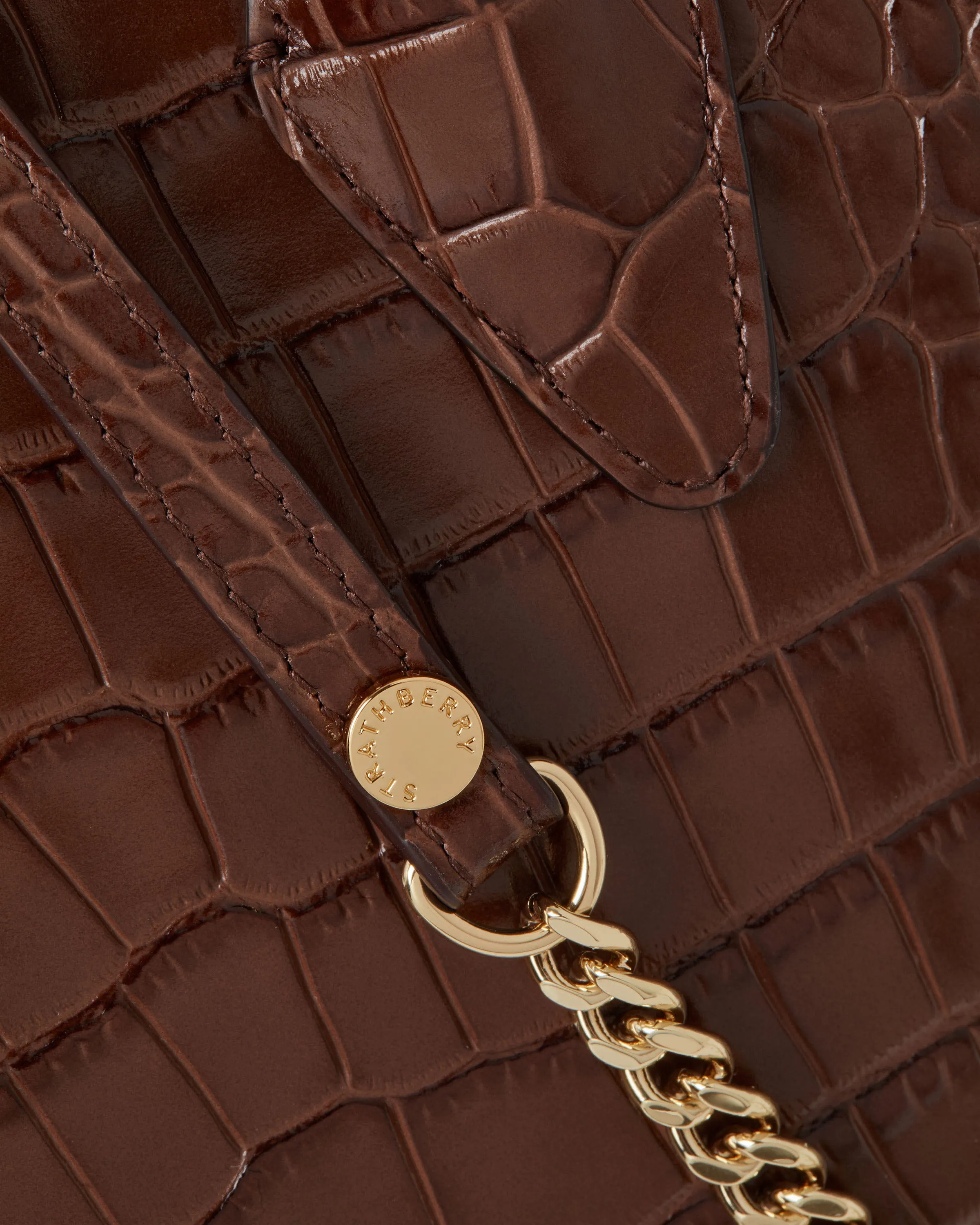 Mini Tote - Croc-Embossed Leather Chocolate