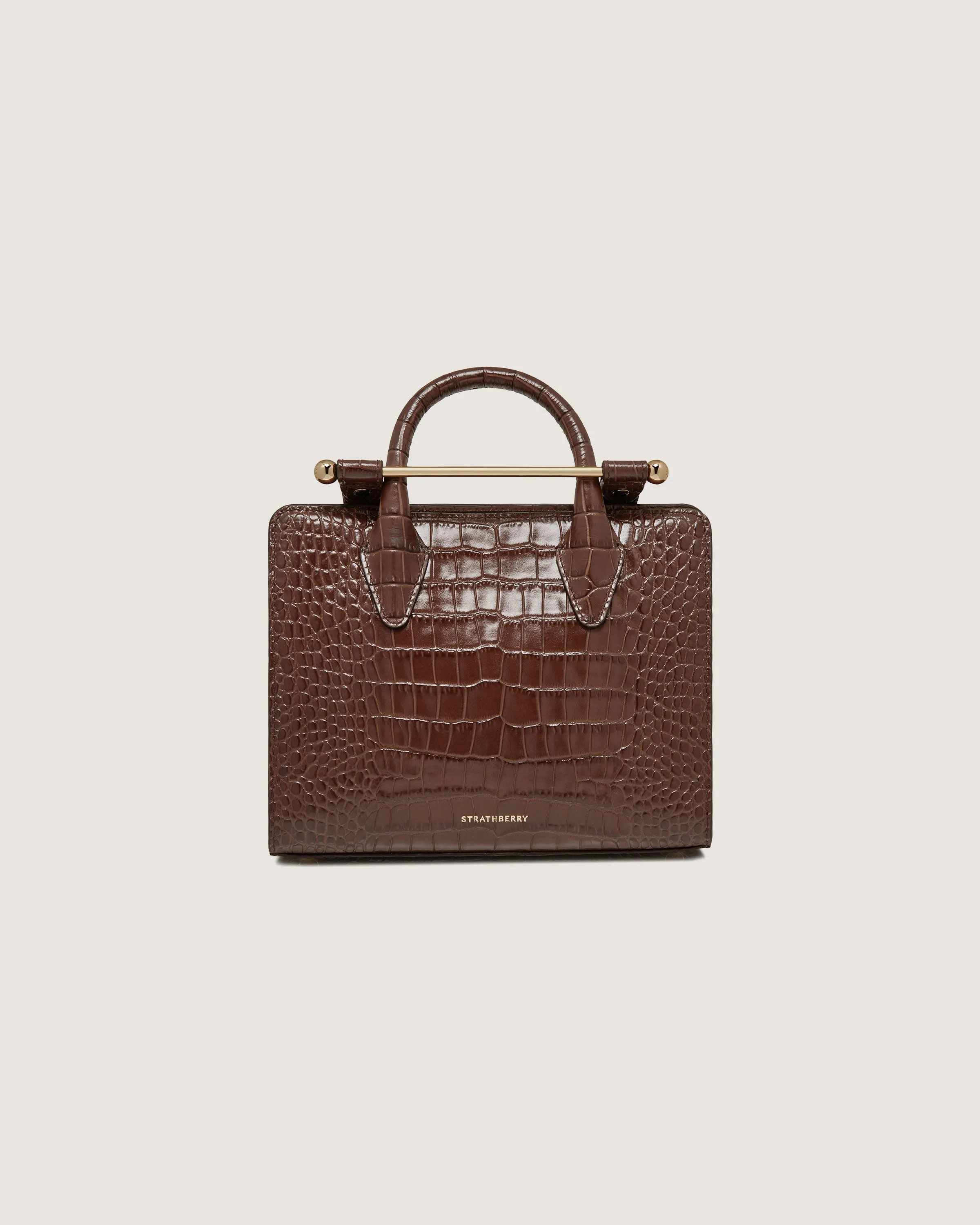 Mini Tote - Croc-Embossed Leather Chocolate
