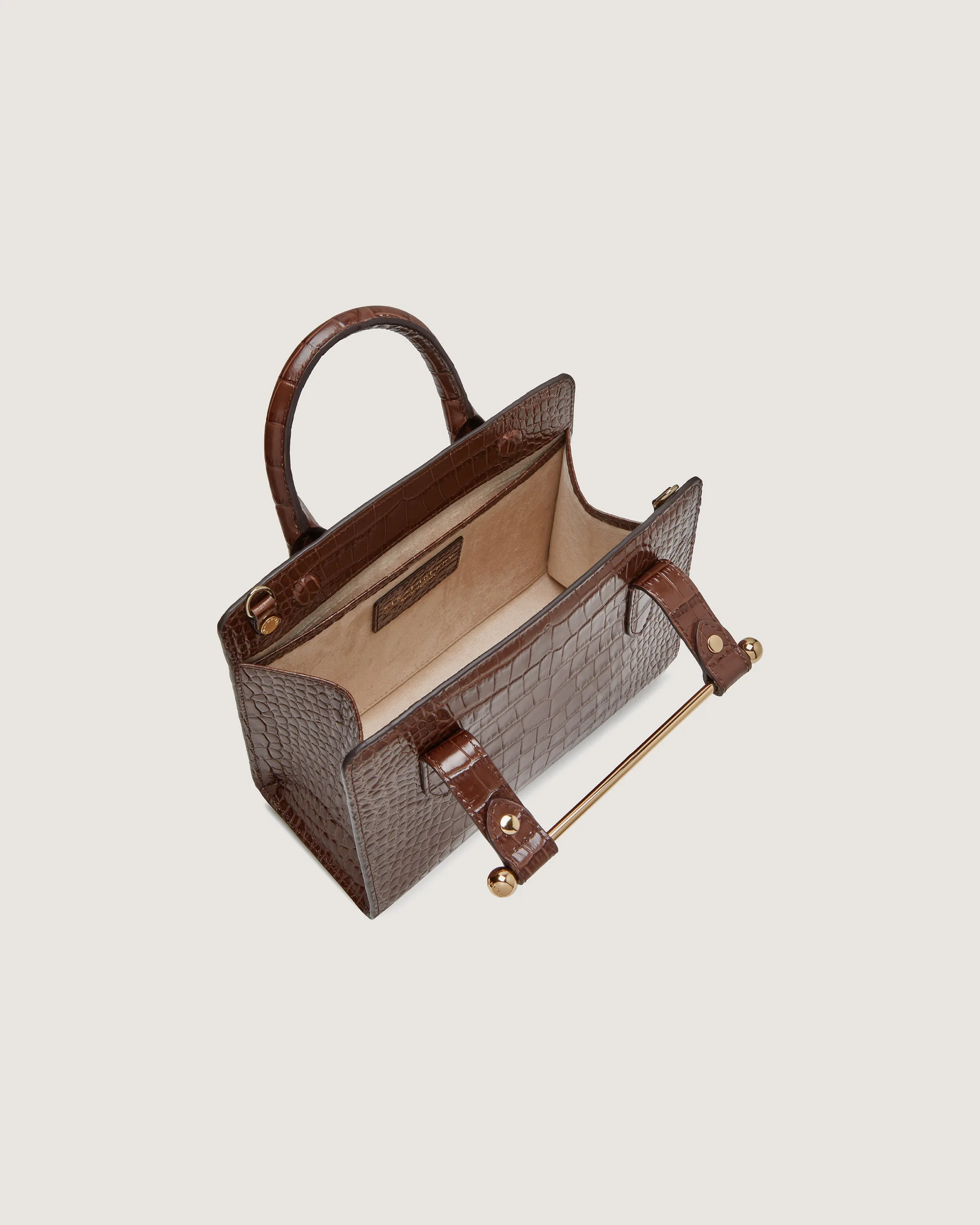 Mini Tote - Croc-Embossed Leather Chocolate