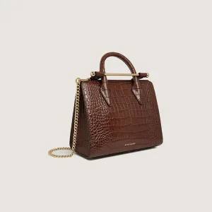 Mini Tote - Croc-Embossed Leather Chocolate