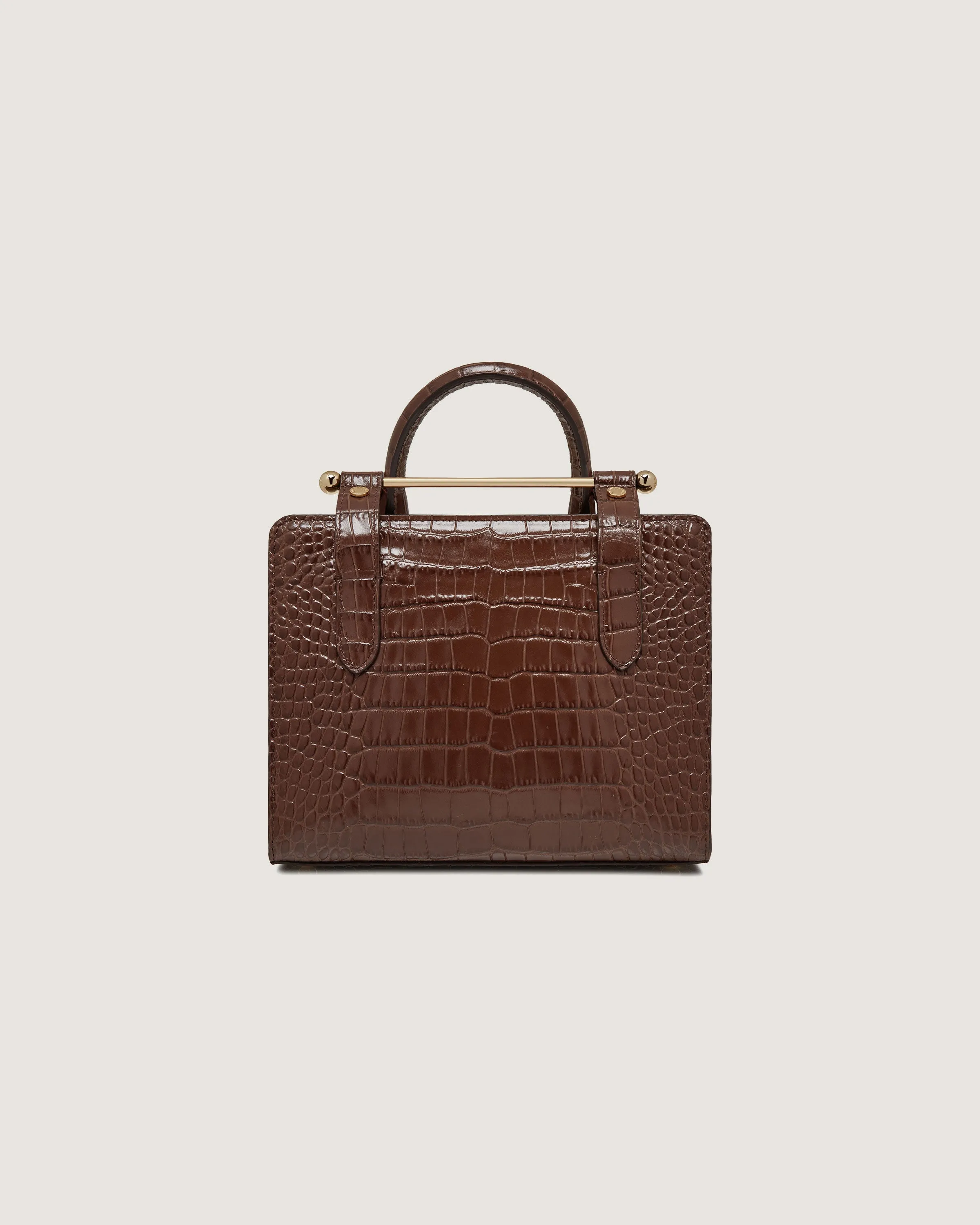 Mini Tote - Croc-Embossed Leather Chocolate