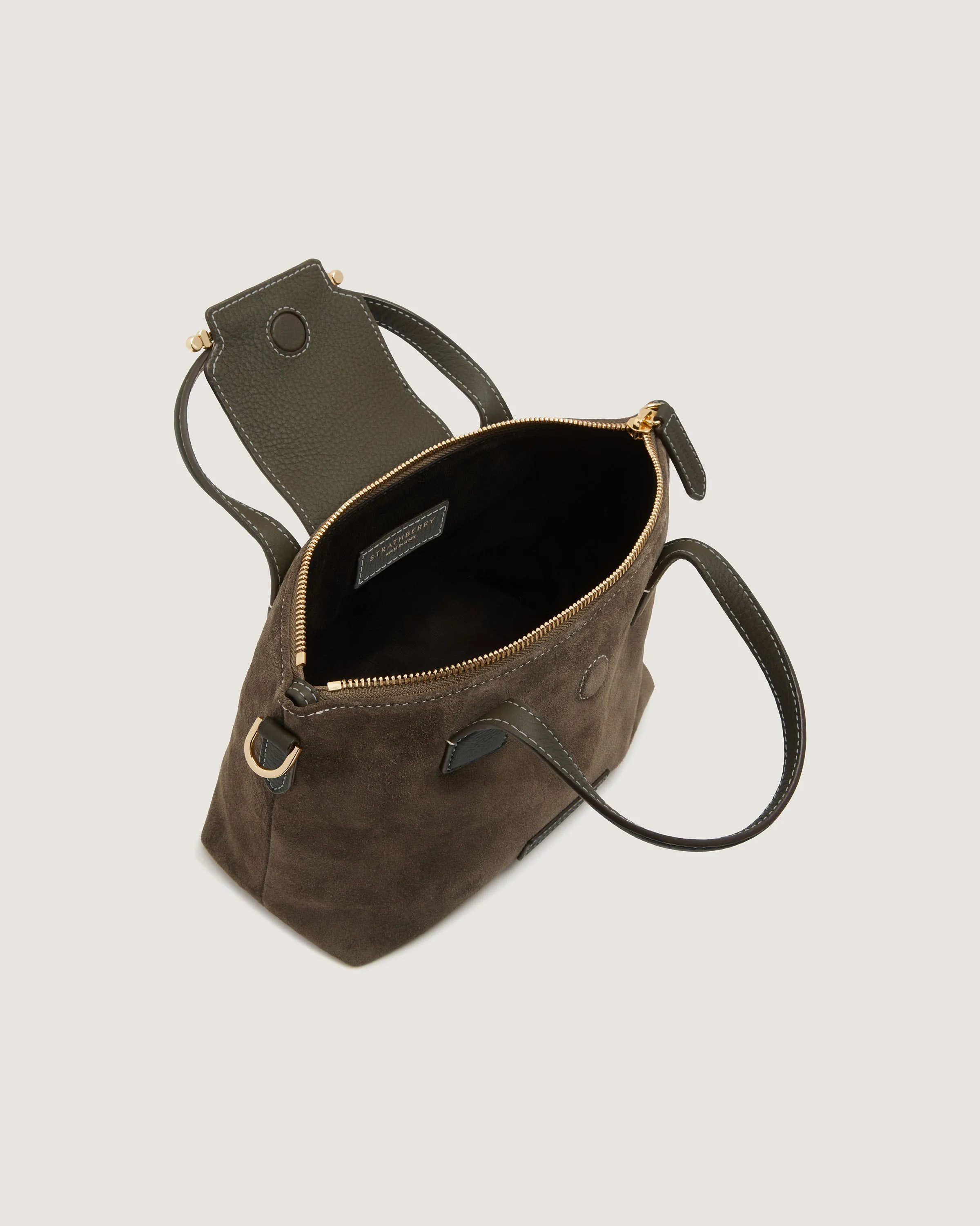 Mini Travel Tote - Khaki Suede