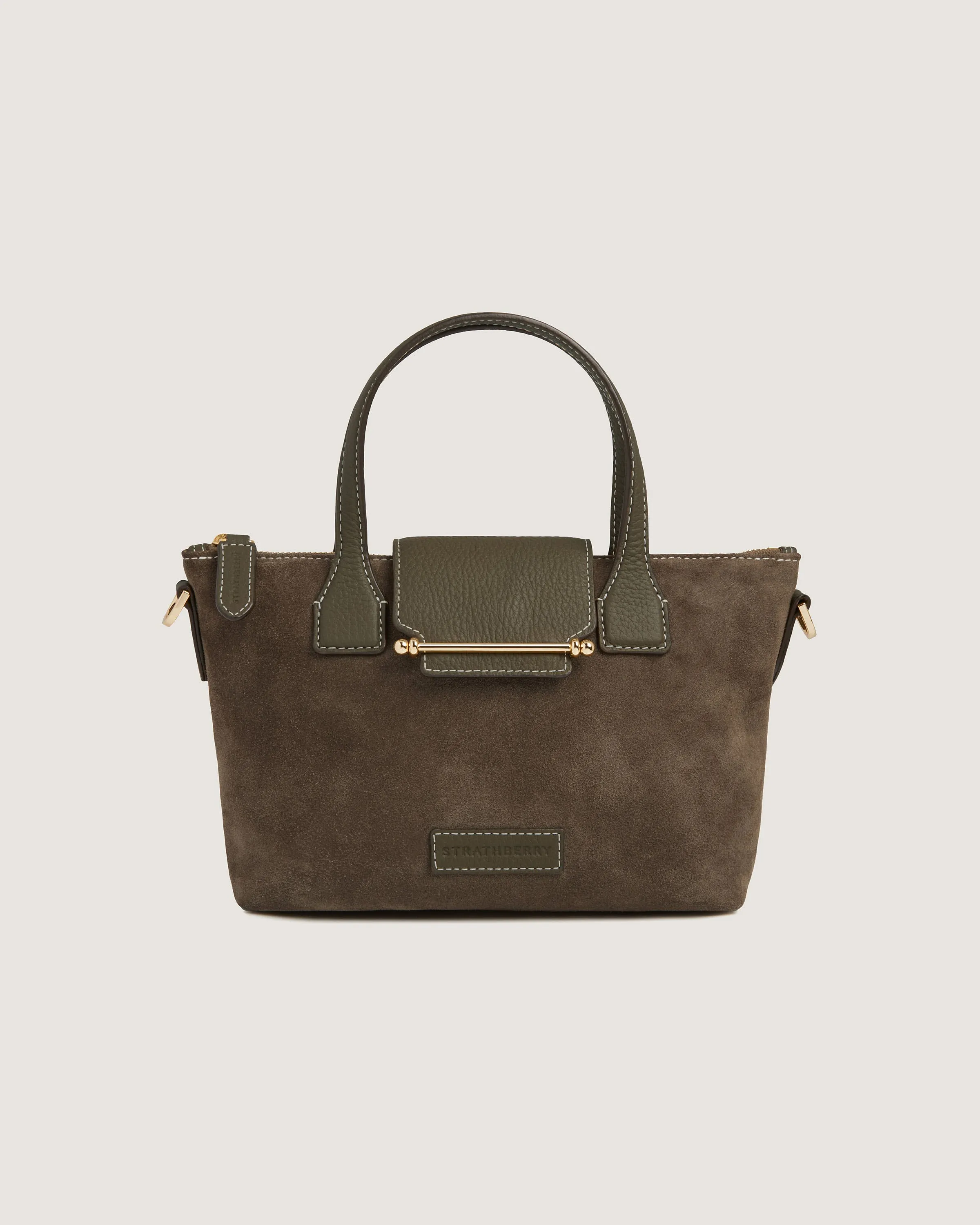 Mini Travel Tote - Khaki Suede
