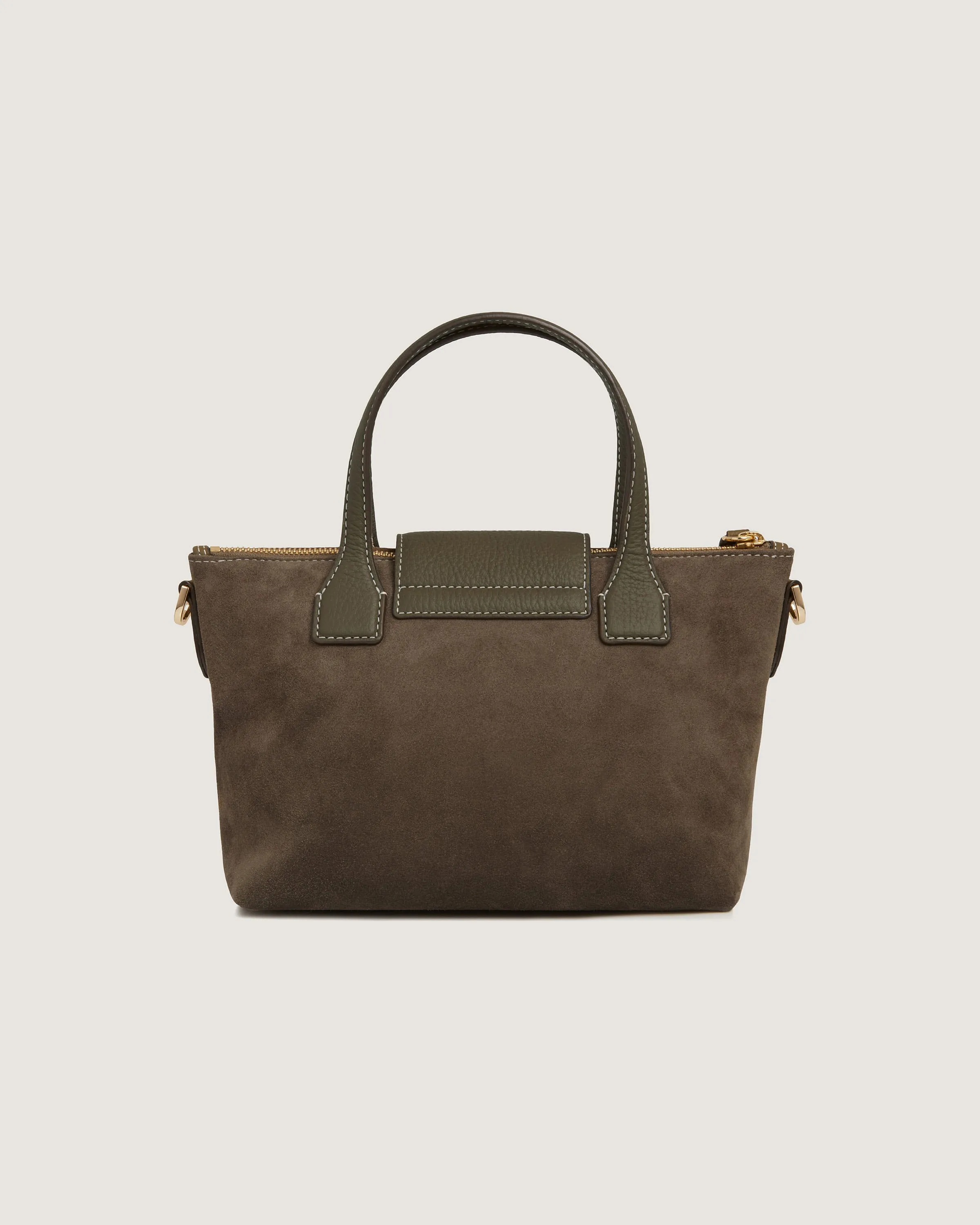 Mini Travel Tote - Khaki Suede