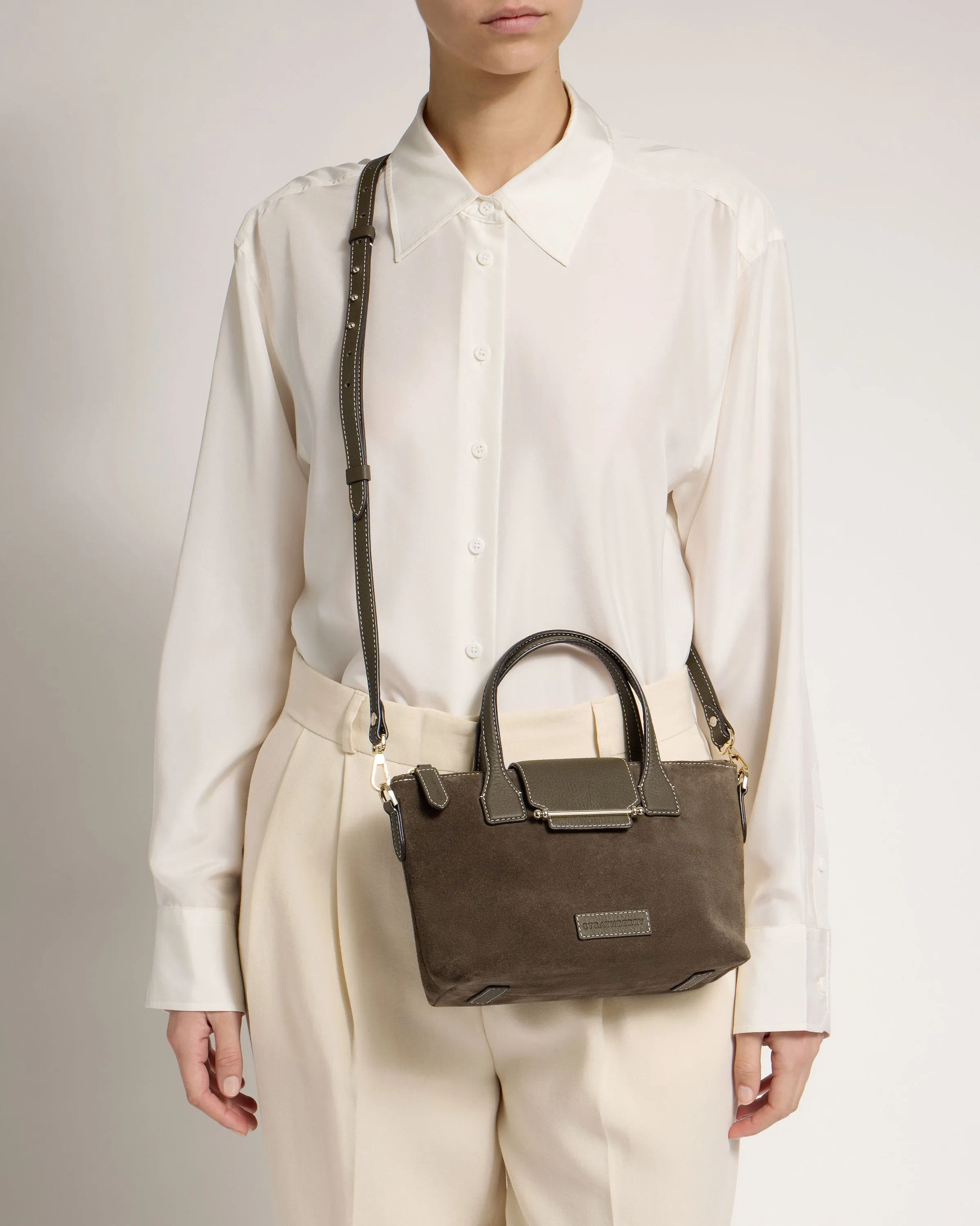 Mini Travel Tote - Khaki Suede
