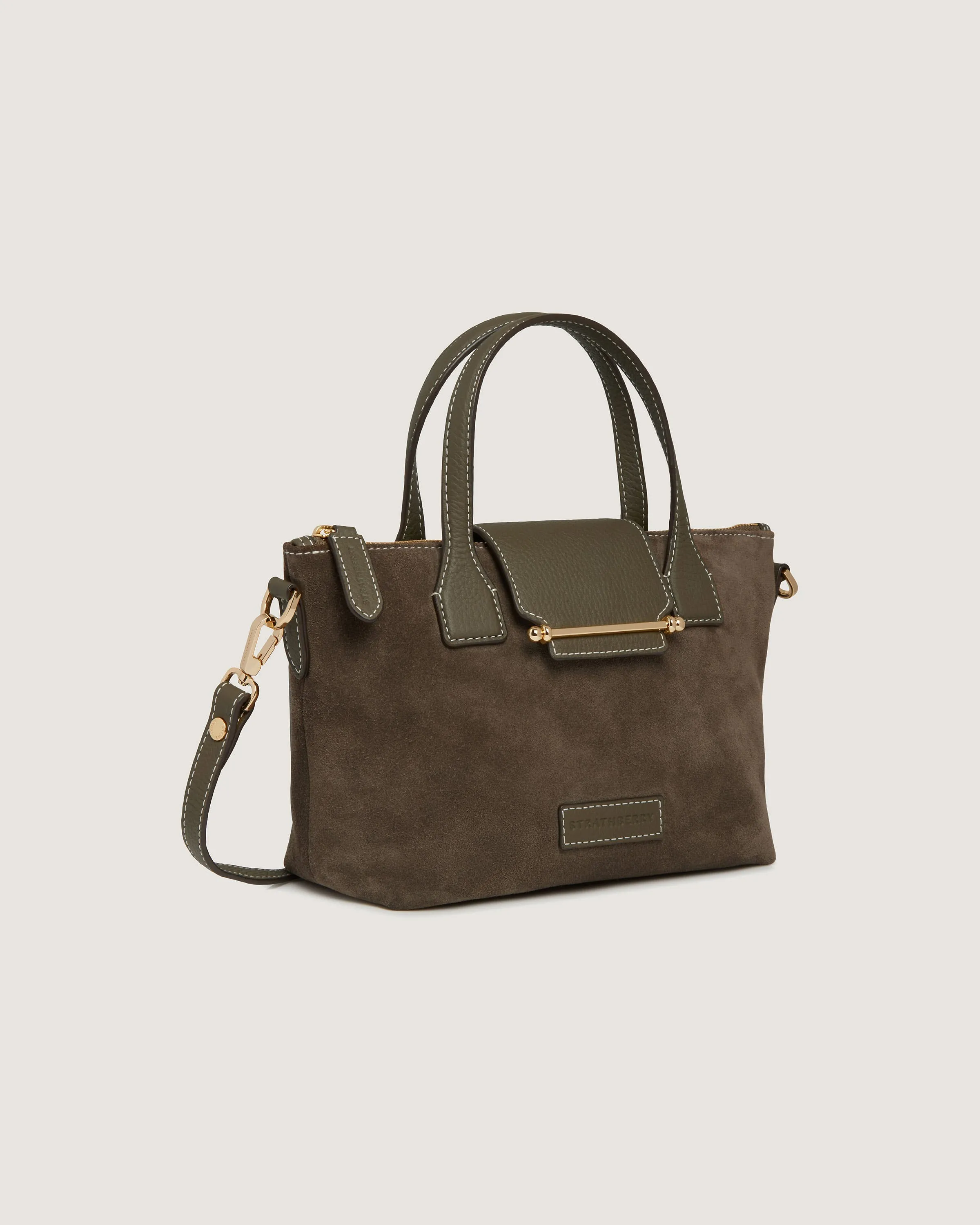 Mini Travel Tote - Khaki Suede