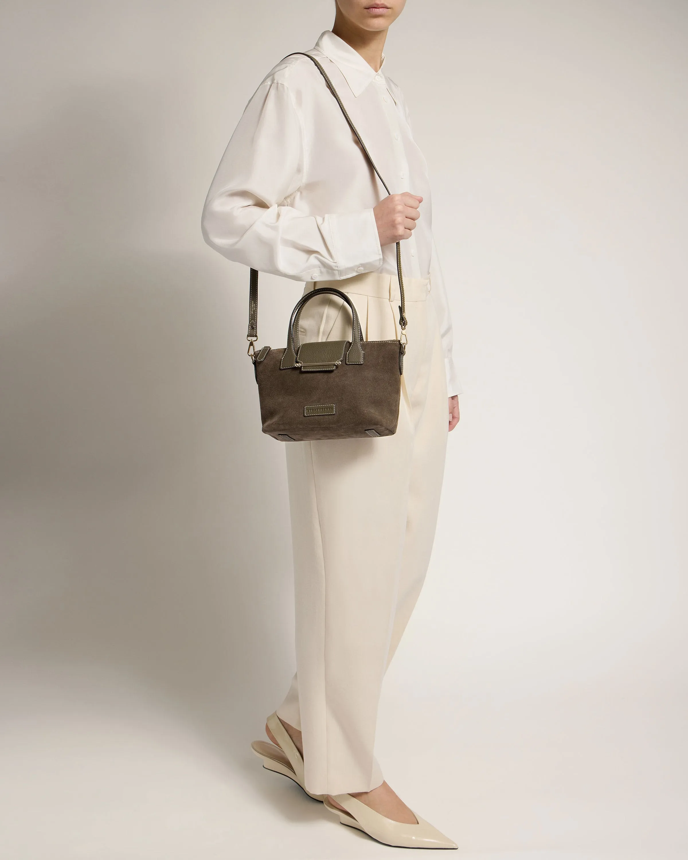 Mini Travel Tote - Khaki Suede