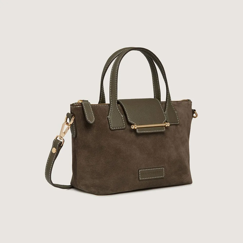 Mini Travel Tote - Khaki Suede