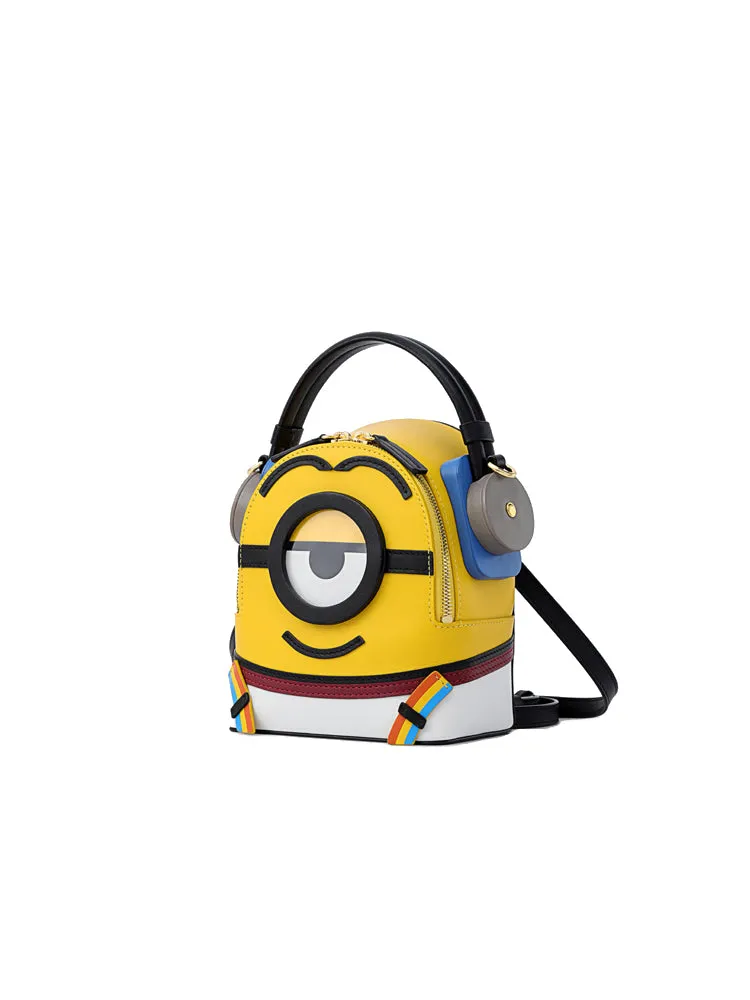 Minions Denim with Leather Backpack - Sport Wear with Earphone