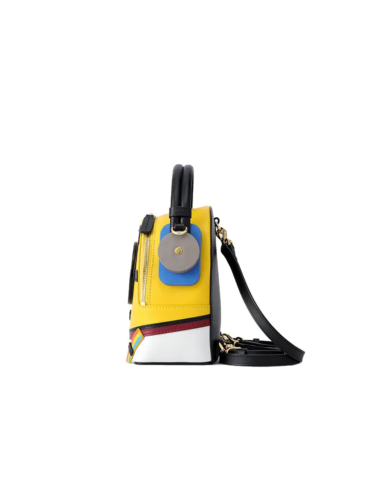 Minions Denim with Leather Backpack - Sport Wear with Earphone