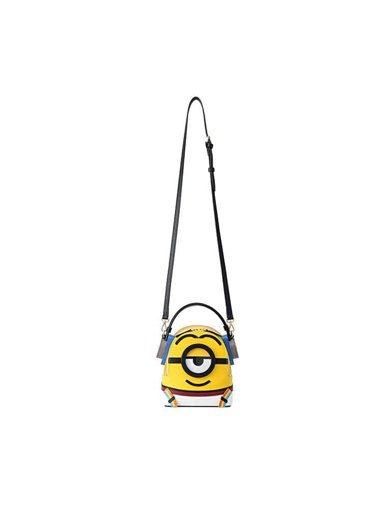 Minions Denim with Leather Backpack - Sport Wear with Earphone