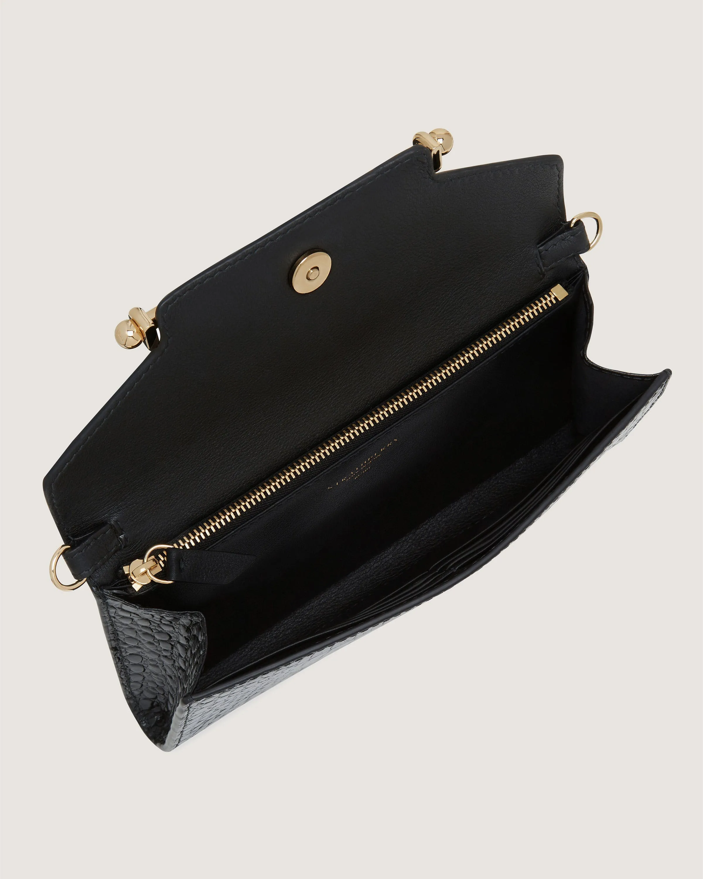 Multrees Chain Wallet - Croc-Embossed Leather Black