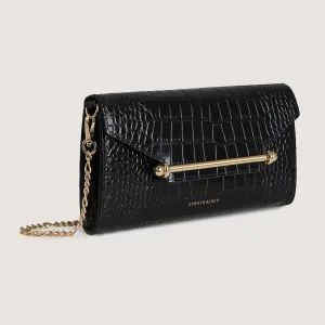 Multrees Chain Wallet - Croc-Embossed Leather Black