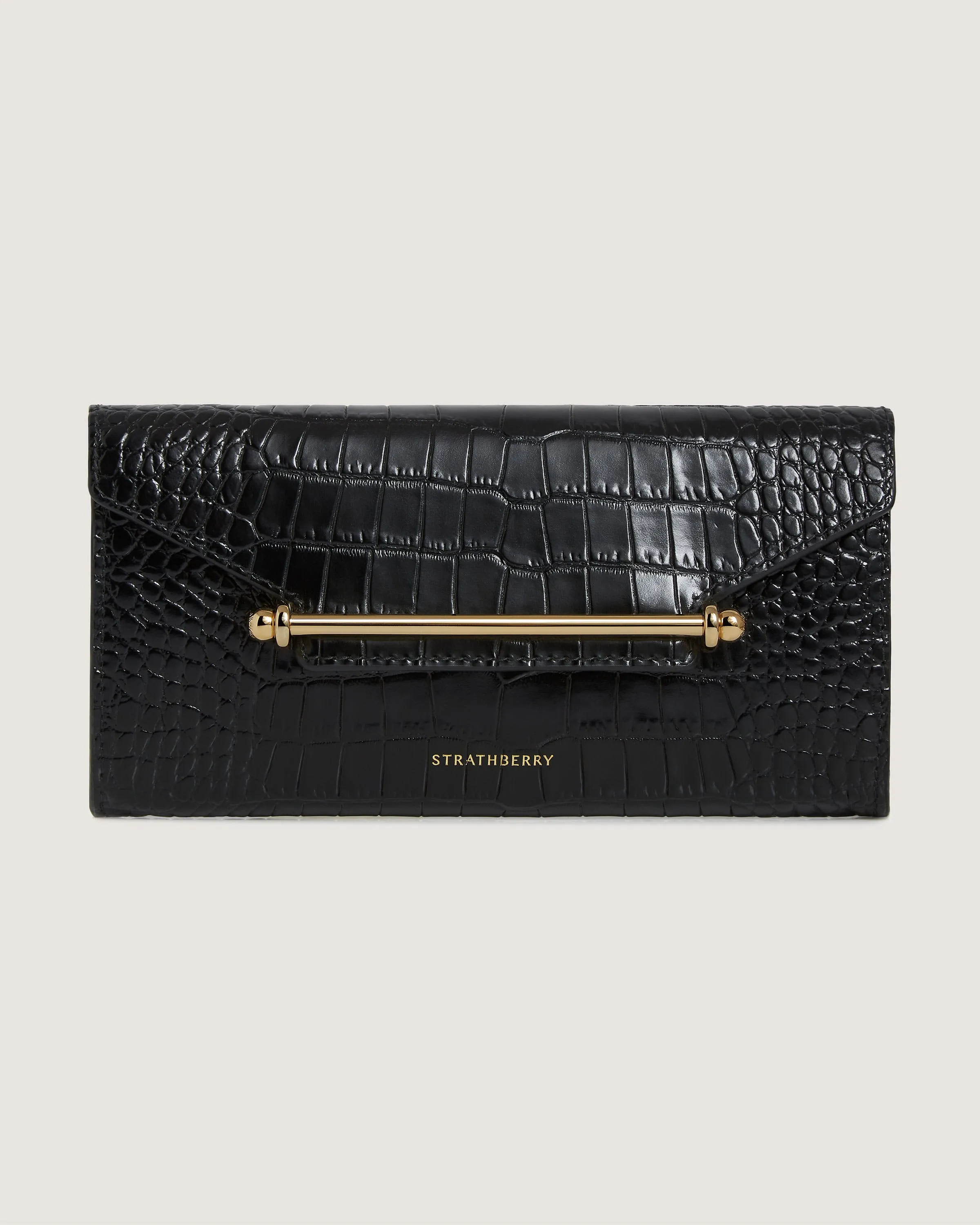 Multrees Chain Wallet - Croc-Embossed Leather Black
