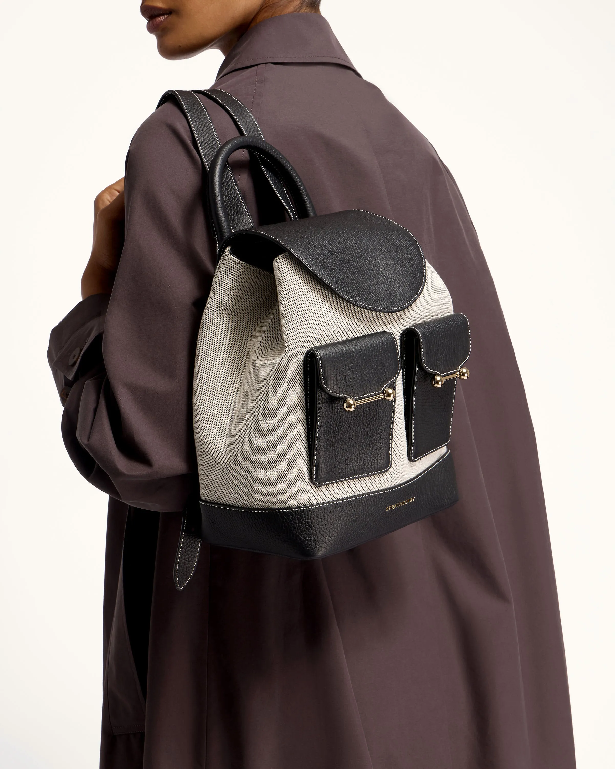 Osette Backpack - Black/Cream Canvas