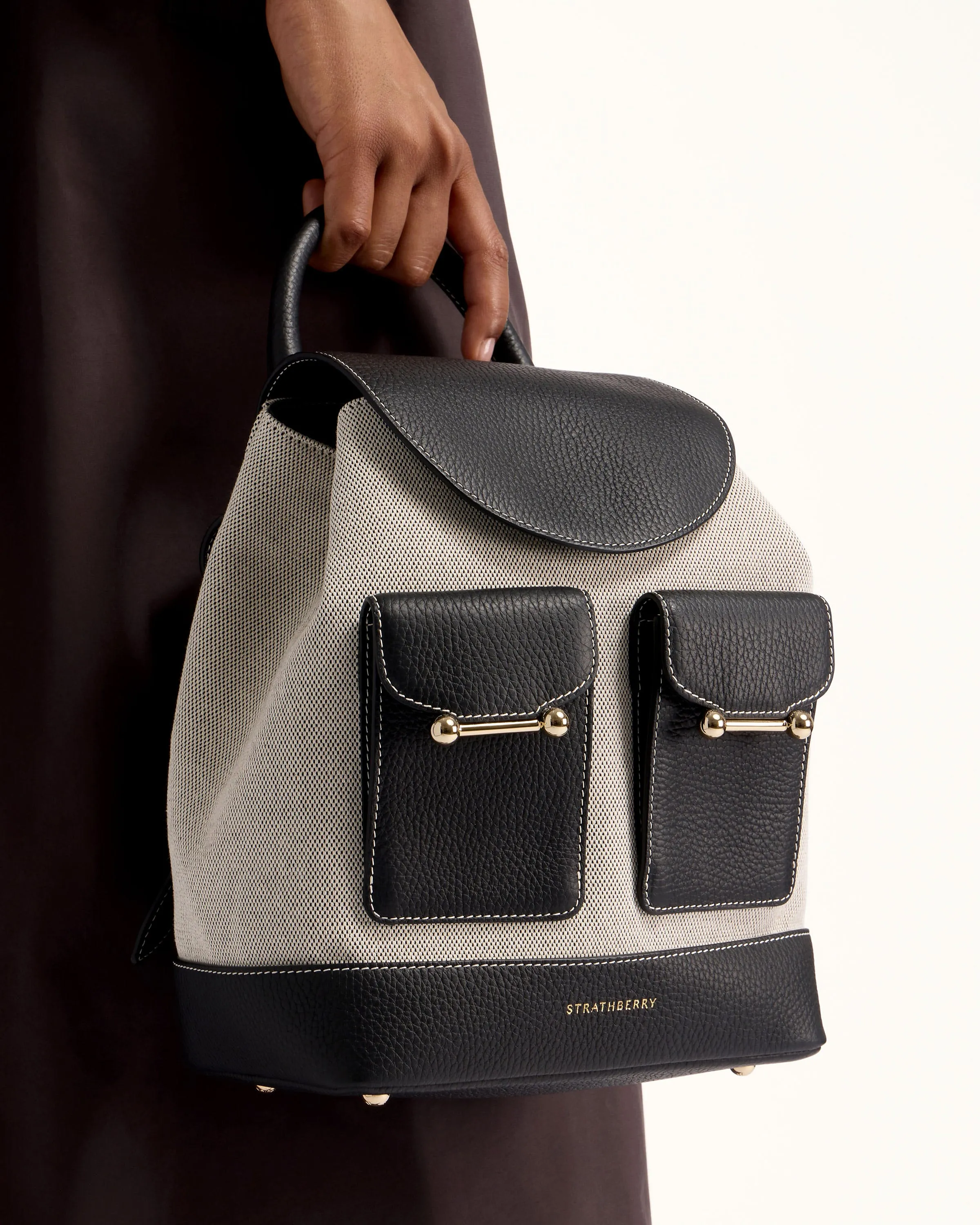 Osette Backpack - Black/Cream Canvas