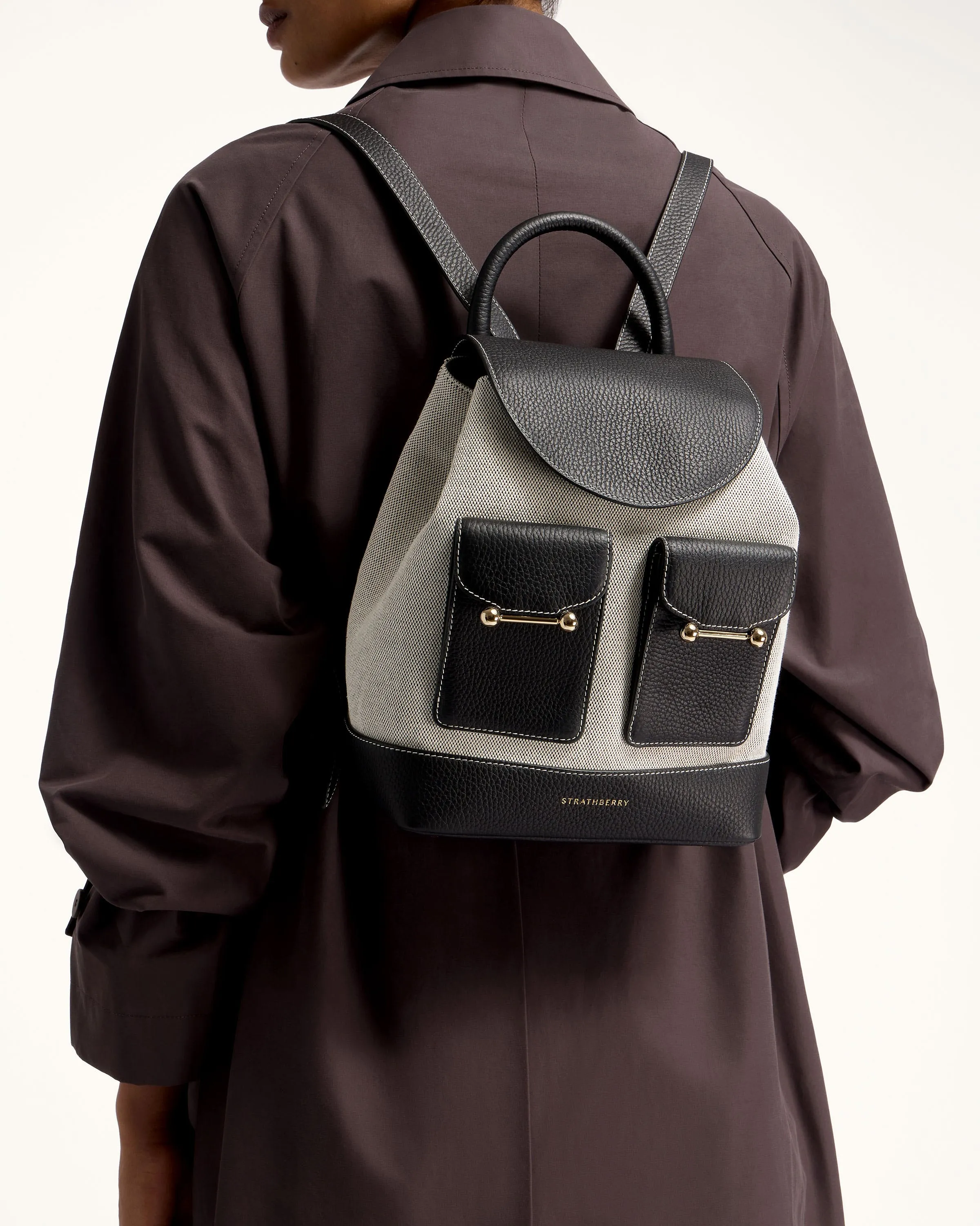Osette Backpack - Black/Cream Canvas