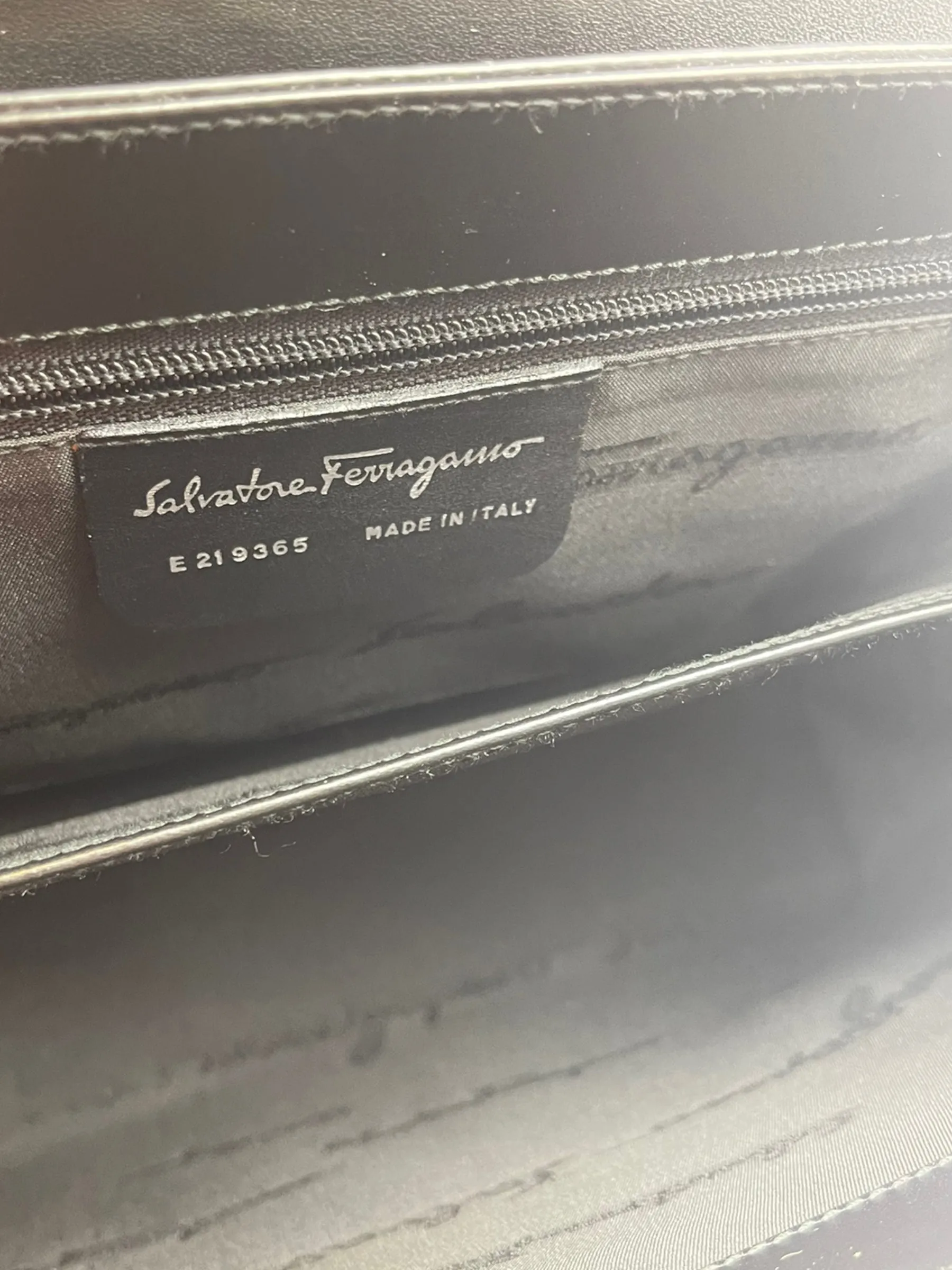 Salvatore Ferragamo Black Structured Leather Satchel