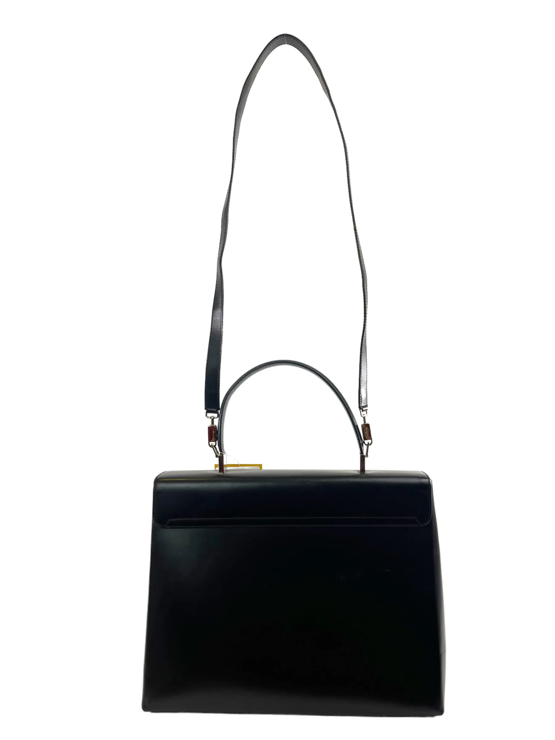Salvatore Ferragamo Black Structured Leather Satchel