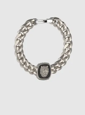 Silver Lion Thick Chain Bracelet