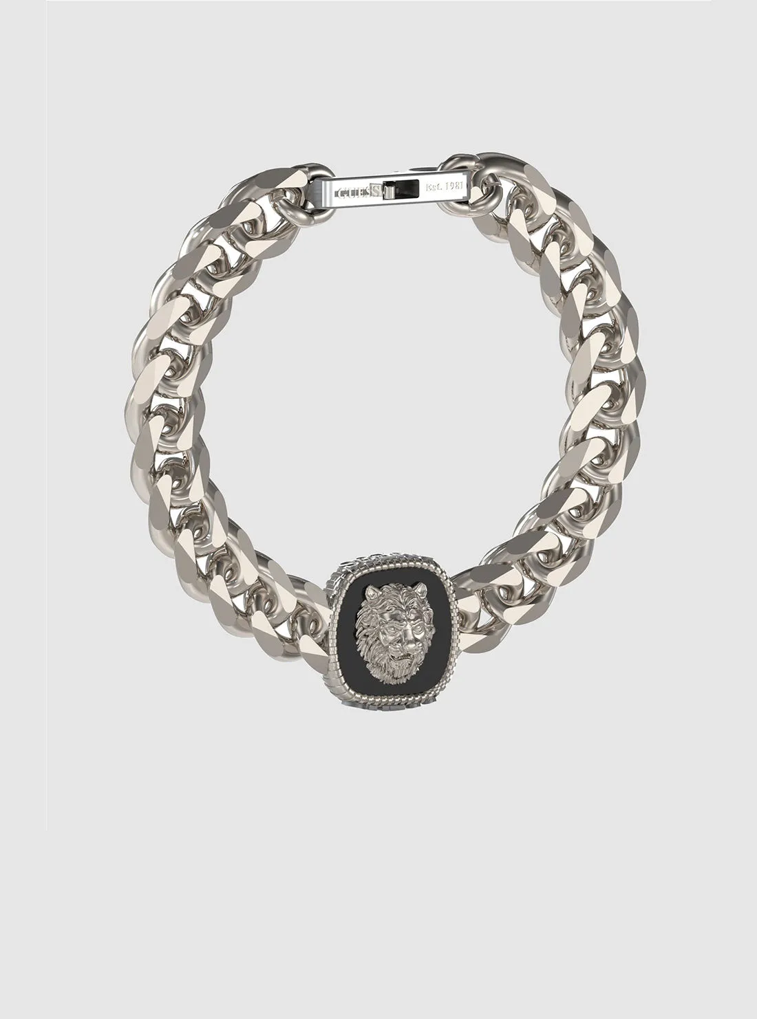 Silver Lion Thick Chain Bracelet